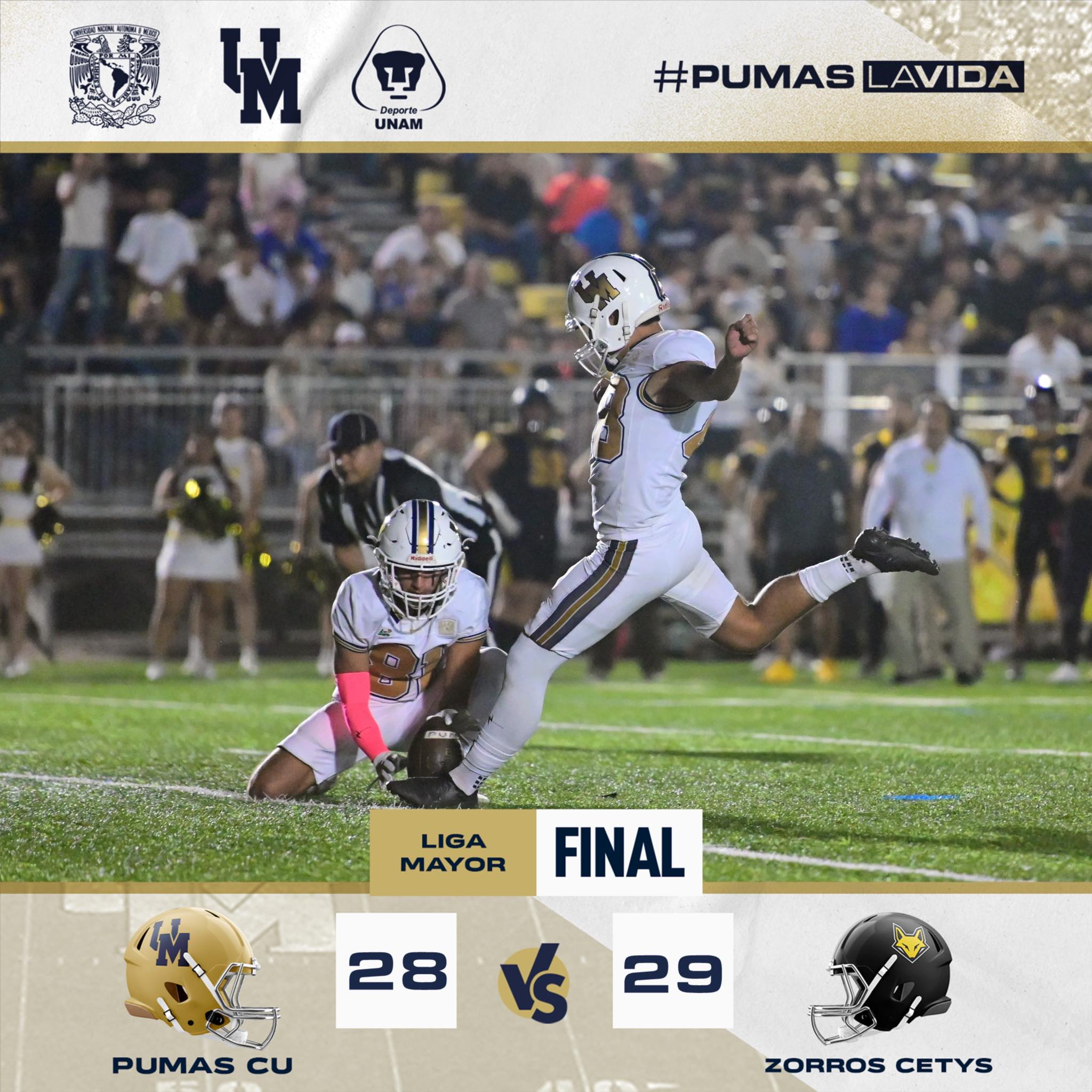 Pumas CU FBA - 🔥Pumas CU vs Zorros CETYS 🏈🏈🏈Marcador final... | Facebook