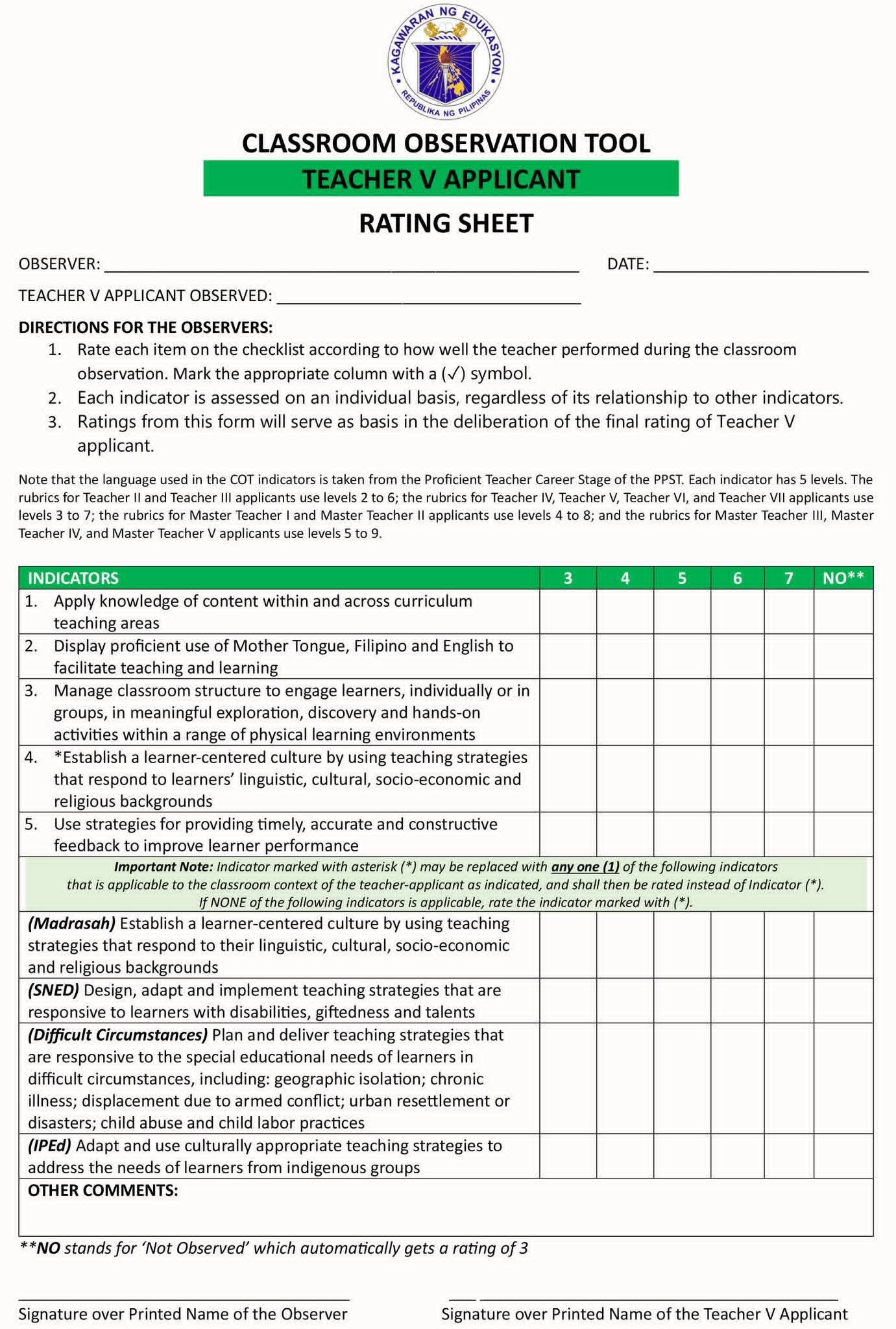 Teacher She - Complete Rating Sheets for Teacher 2 to 7... | Facebook