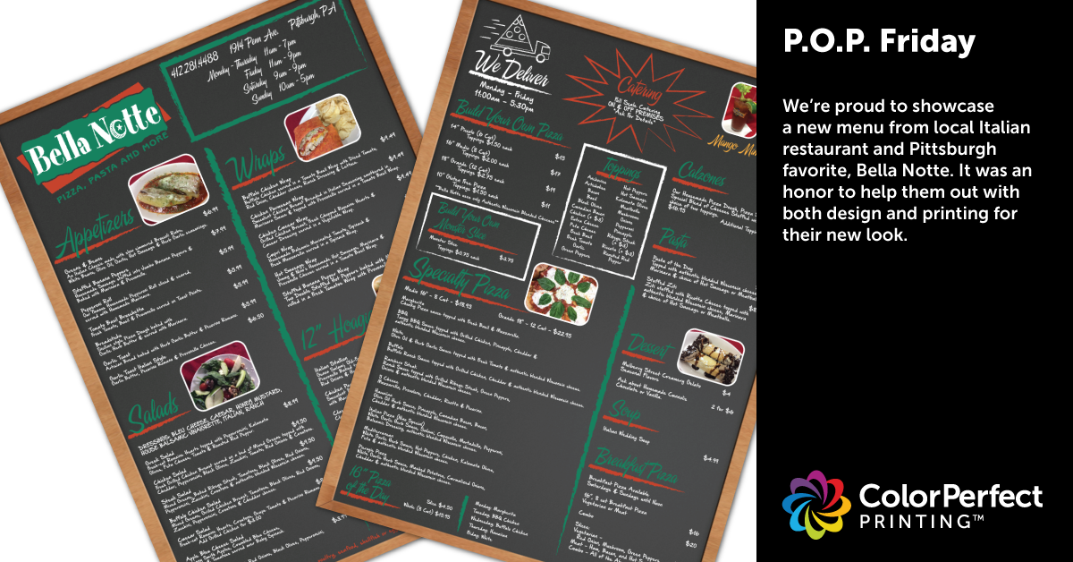 ColorPerfect Printing - Check out the brand #new #menus from Bella ...