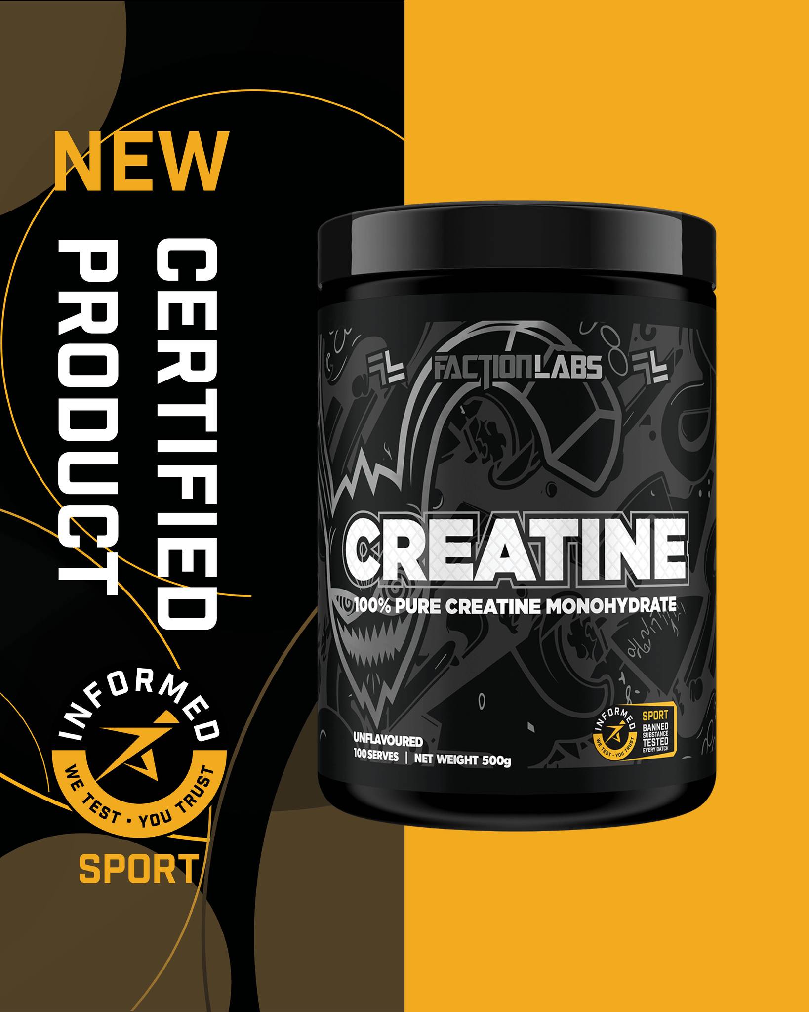 クレアチン Faction Labs creatine certified by Informed Sport