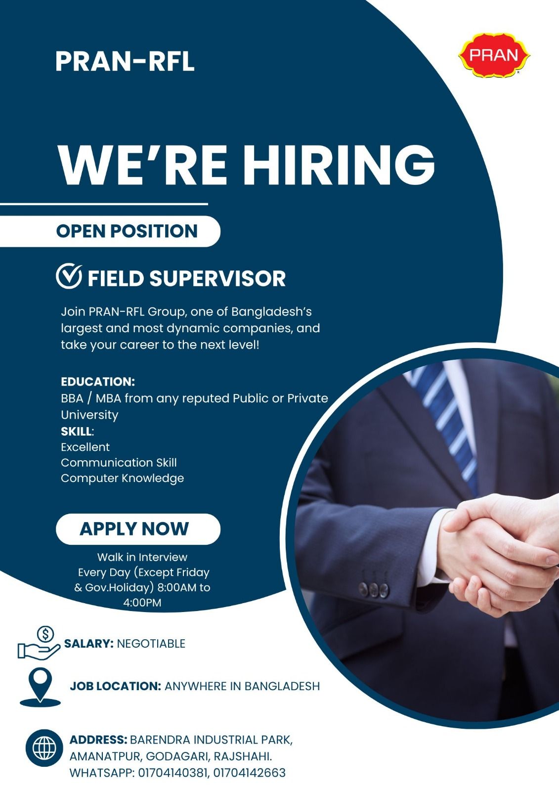 Barendra - 🚀 PRAN-RFL Group is Hiring! We’re excited to announce an ...