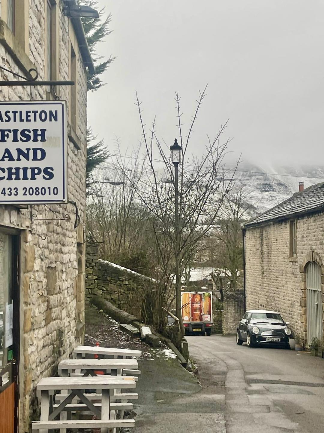 Castleton - ️ Snow in the air, mist on Mam Tor, and the fryer is on 🔥 ...