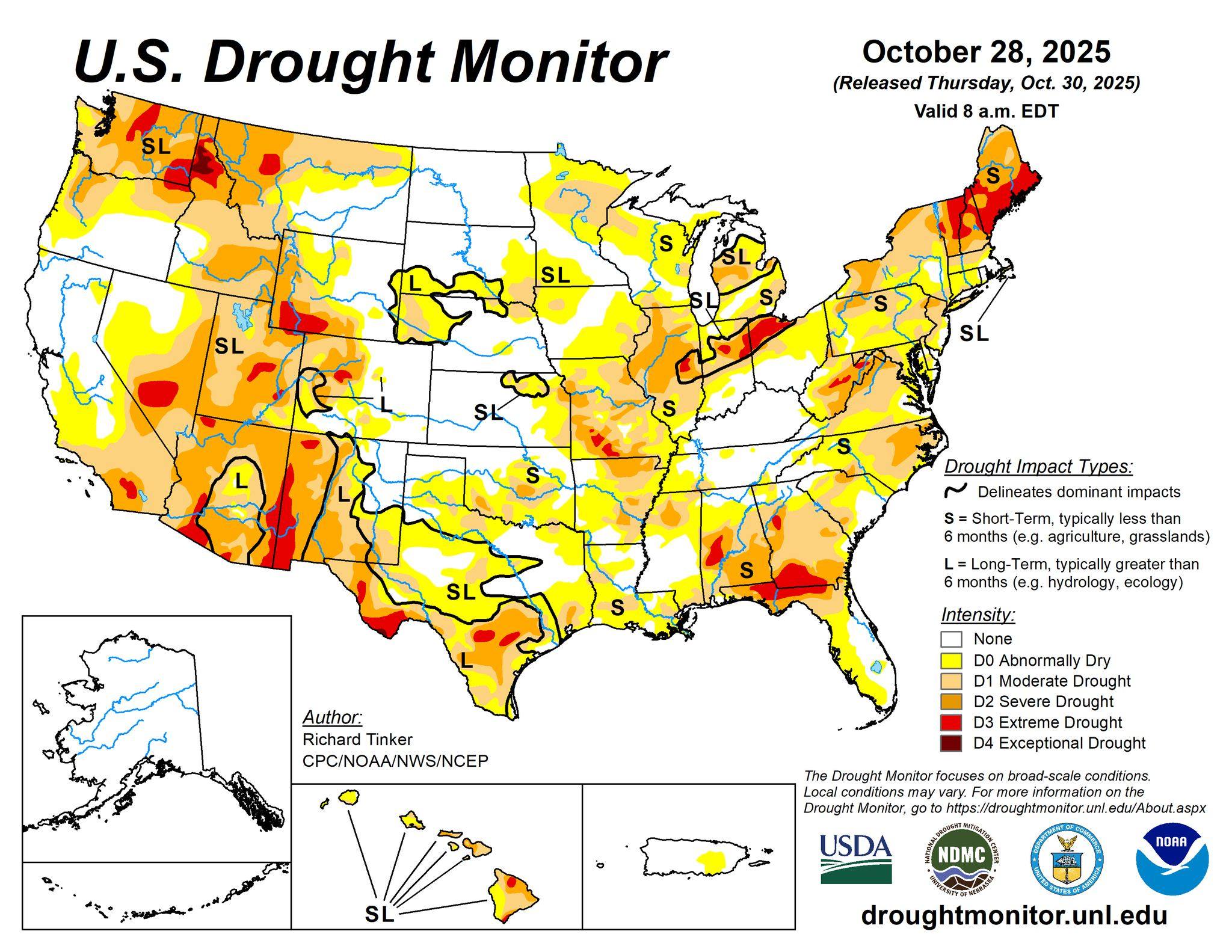 National - US Drought Monitor 10-30-25 For the 50 states and Puerto ...
