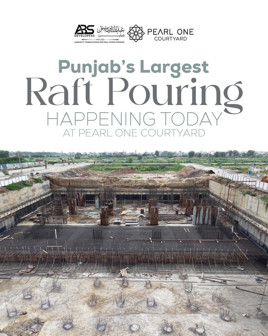 ABS - 🏗️ Punjab’s Largest Raft Pouring! Pearl One Courtyard by ABS ...
