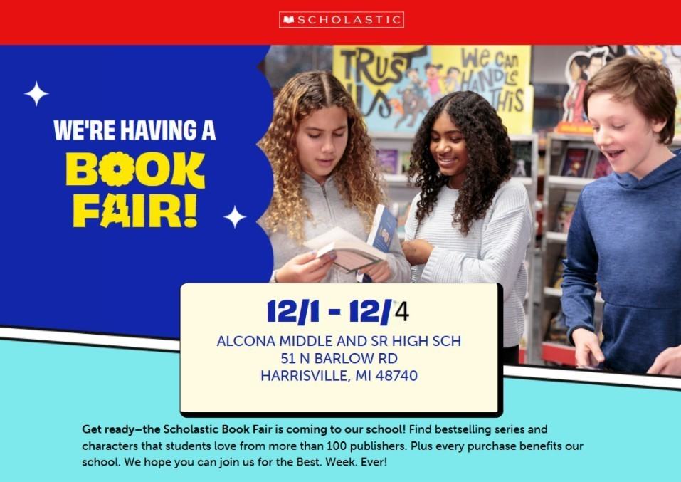 Alcona - REMINDER: The MS/HS bookfair starts today! The Scholastic Book ...