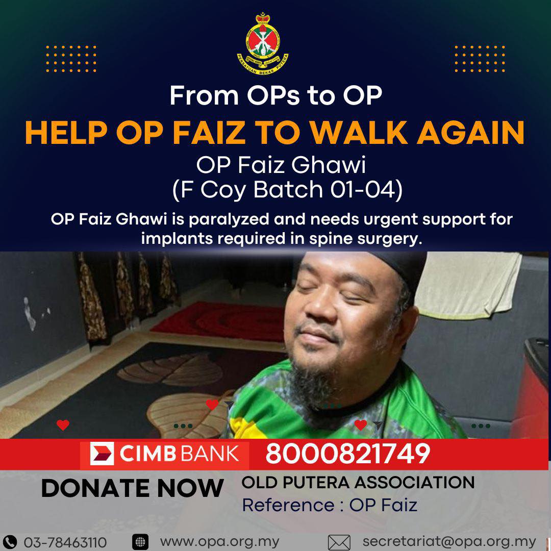 Let’s Help OP Faiz Walk Again 🚶... - Old Putera Association | Facebook