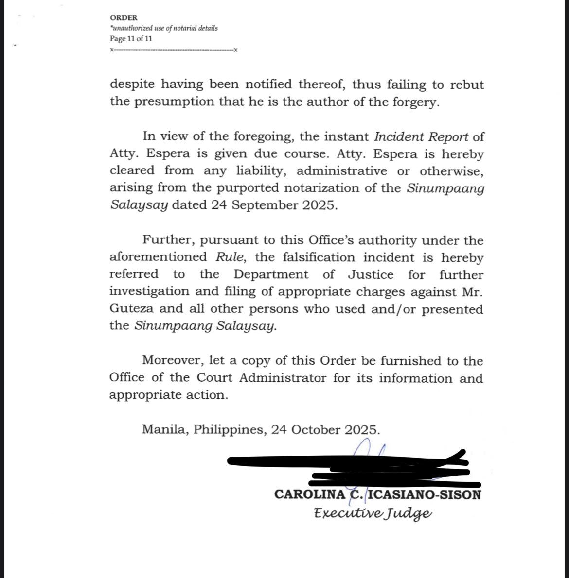 Marikina - SURPRISE WITNESS ORLY GUTEZA’S AFFIDAVIT NOTARIZATION, PEKE ...
