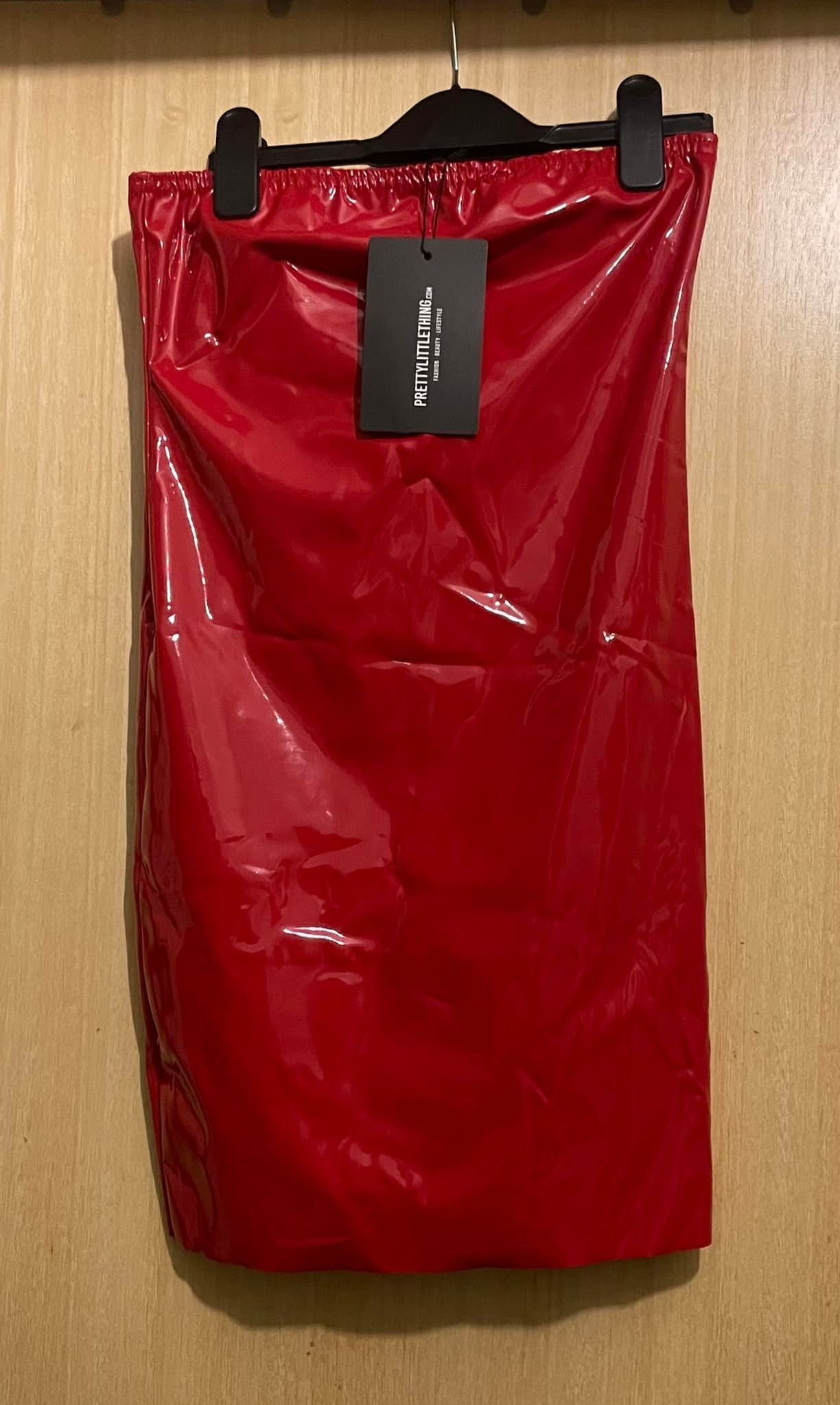 Brand New. Red PU Bandeau Bodycon Dress. size 4 ~ £5
