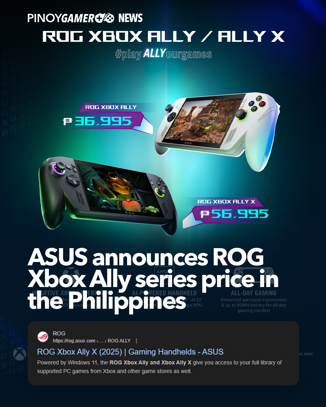 PinoyGamer - ASUS announces ROG Xbox Ally series price in the ...
