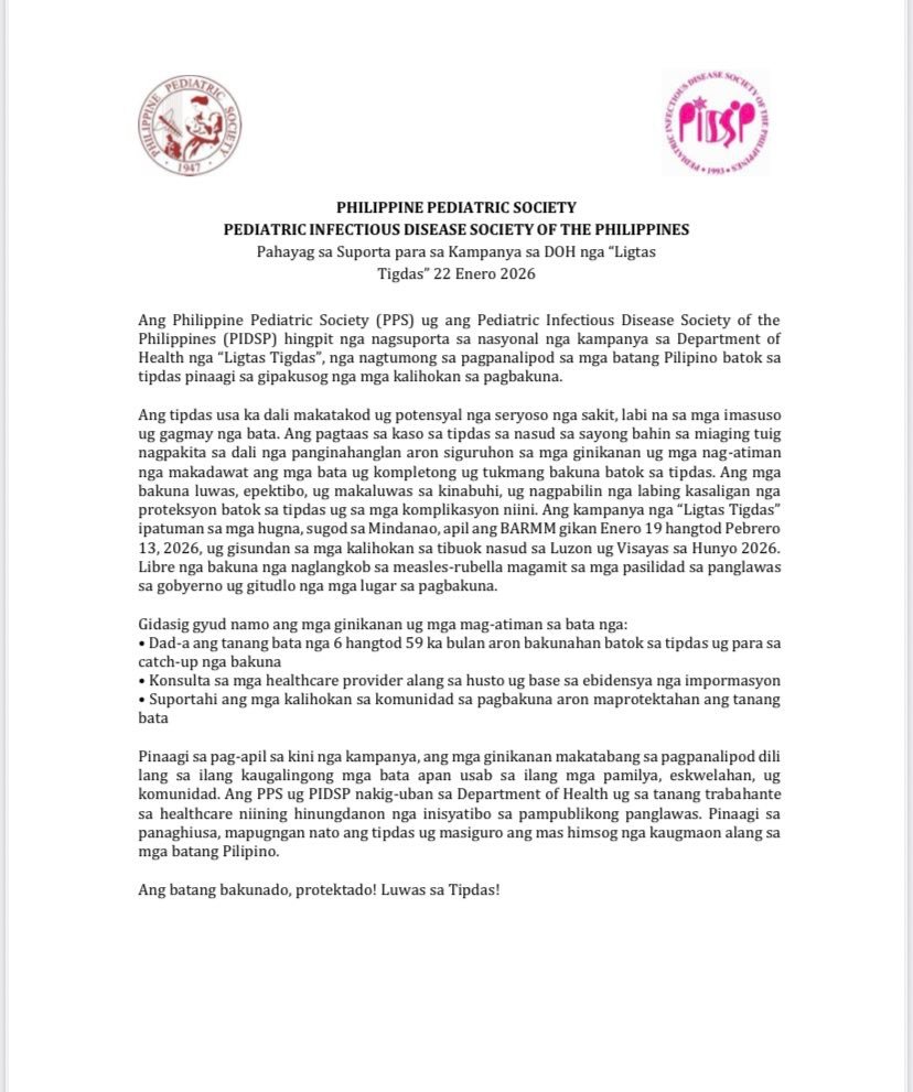 The Pediatric Infectious Disease Society of the Philippines, together ...