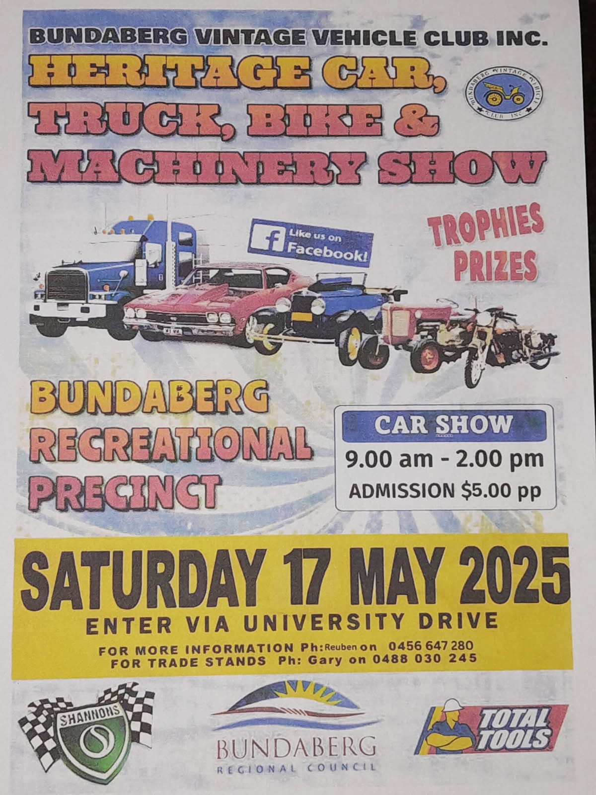 Bundaberg Heritage Car, Bike & Machinery Show | Bundaberg QLD