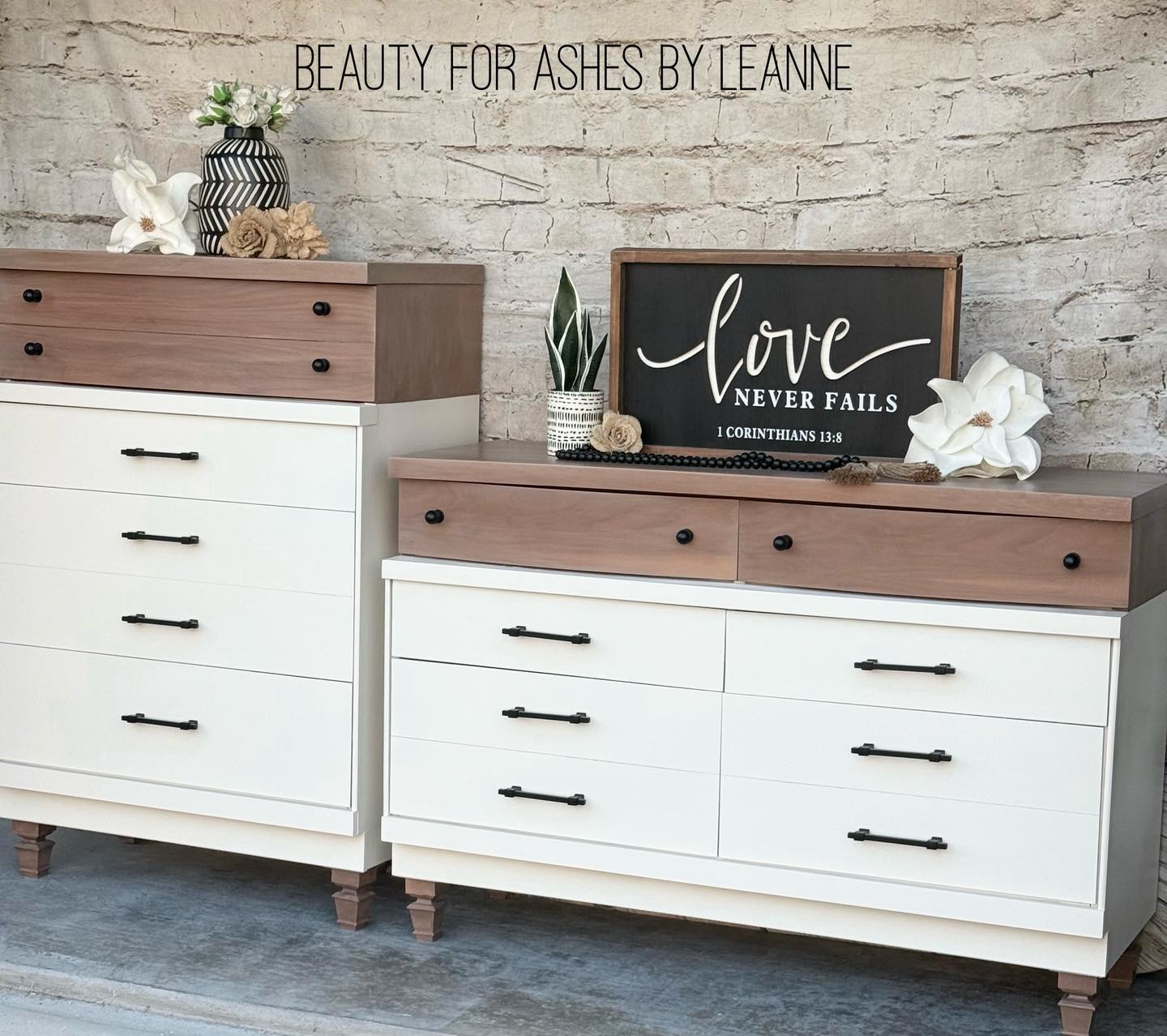 white dresser with brown legs Refurbished Basset and chest of drawers in creamy off Affordable Brown Bridesmaid Dresses 33 inch H VINGLI Hoco-2025-Tier3 Color:Black & Nude