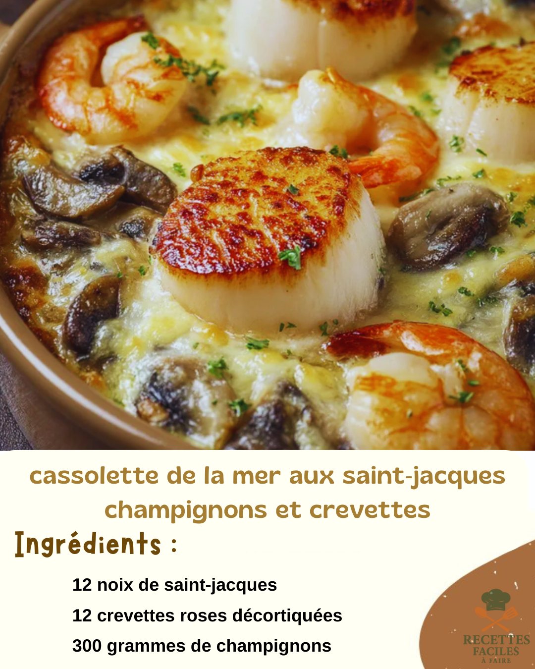 Recettes - cassolette de la mer aux saint‑jacques champignons et ...