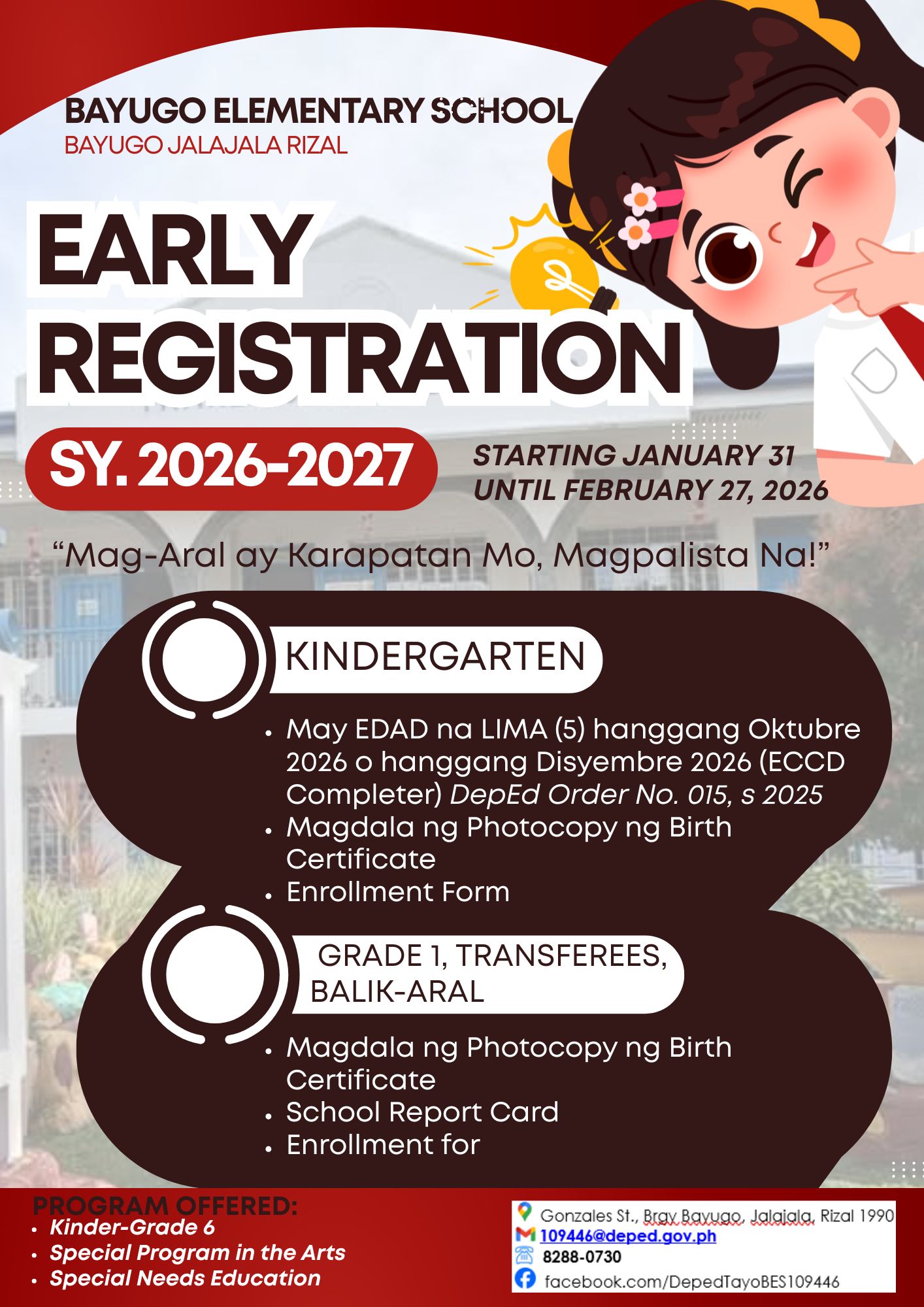 DepEd - EARLY REGISTRATION FOR SY. 2026-2027 "Mag-Aral ay Karapatan Mo ...