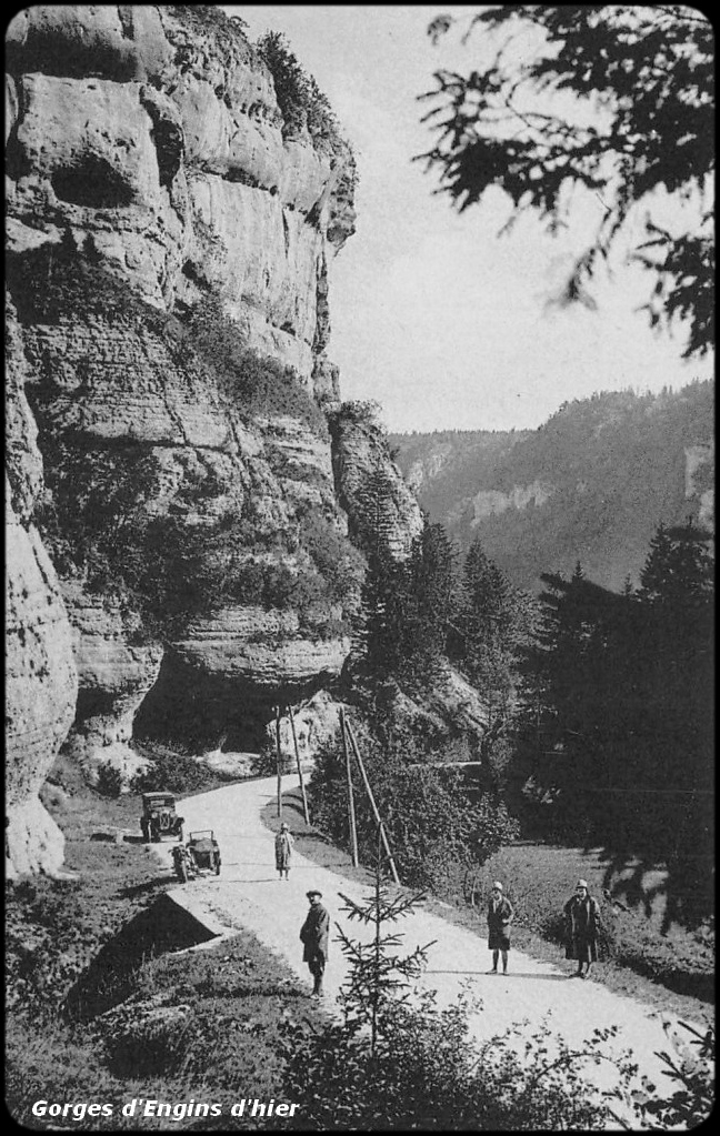 Tirage Albuminé Vintage Des Gorges D'Engins (route Du Villard De Lans) - France Circa 1875, 12x22 Cm