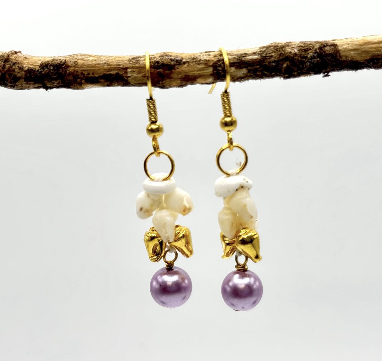 EARRING OF THE DAY • SALE $79 Niihau shell + Lavender Pearl Kuana