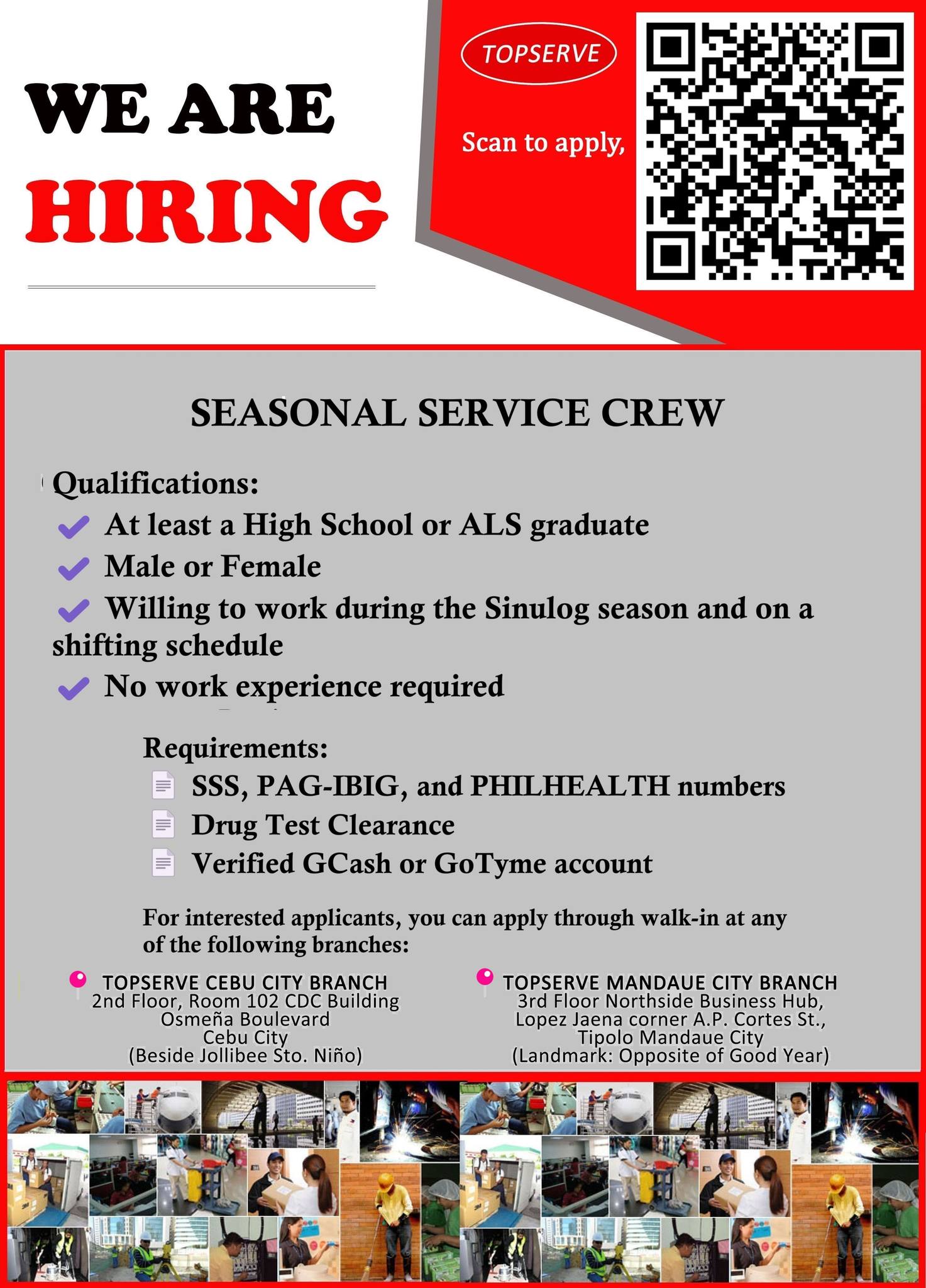 Topserve - 📢 NOW HIRING: SEASONAL CREW 📍 Cebu Downtown Stores ...