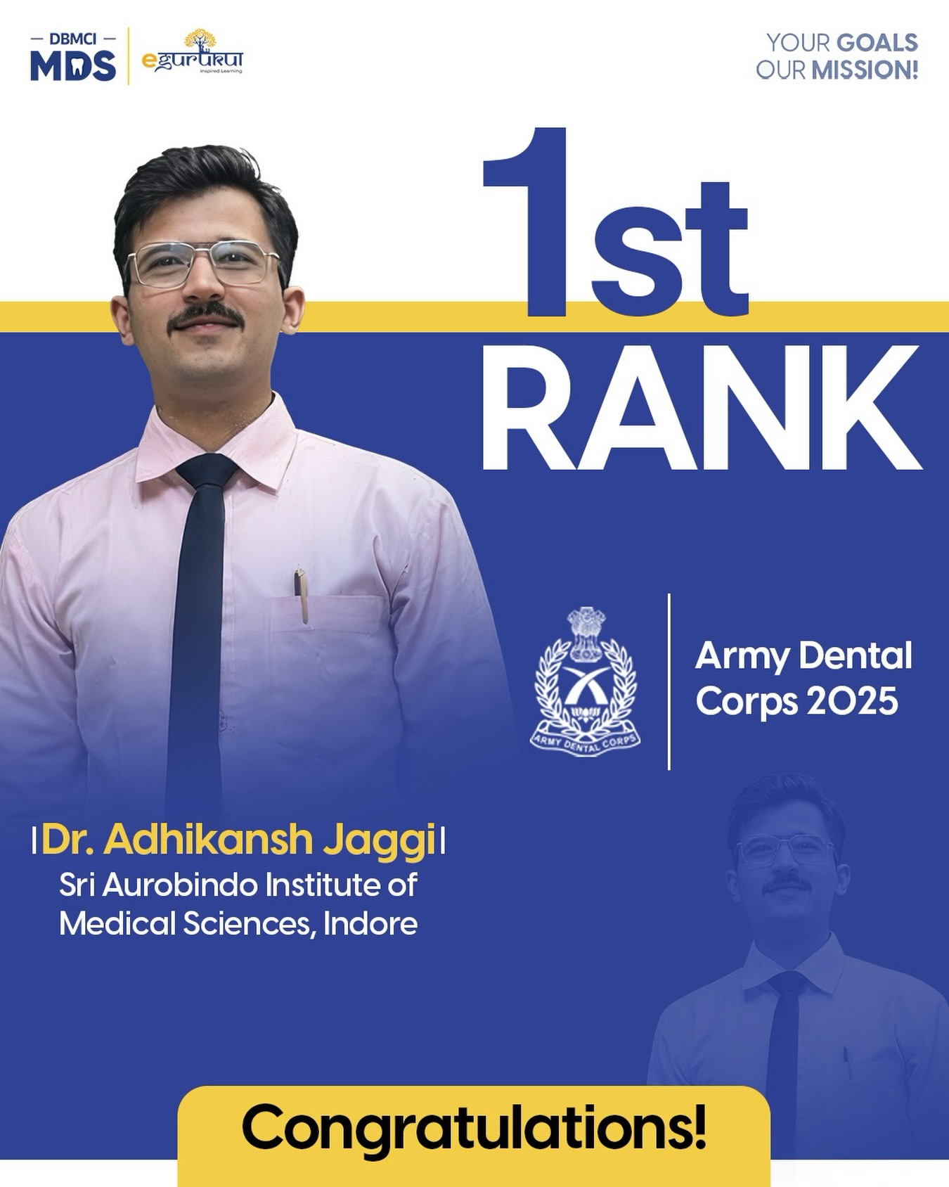 DBMCI - 🎓 1st Rank | Army Dental Corps 2025 Congratulations to Dr ...