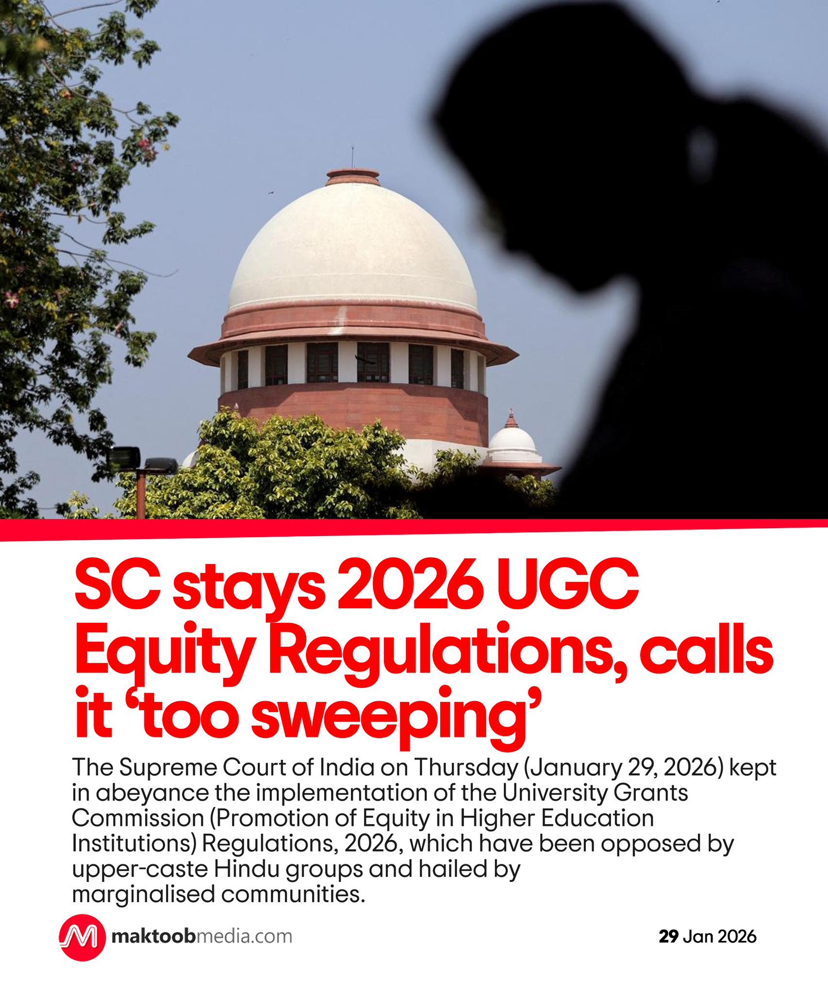 Maktoob - SC stays 2026 UGC Equity Regulations, calls it... | Facebook