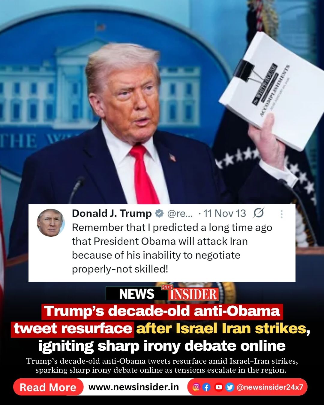 Trump’s decade-old anti-Obama tweet... - News Insider 24x7 | Facebook