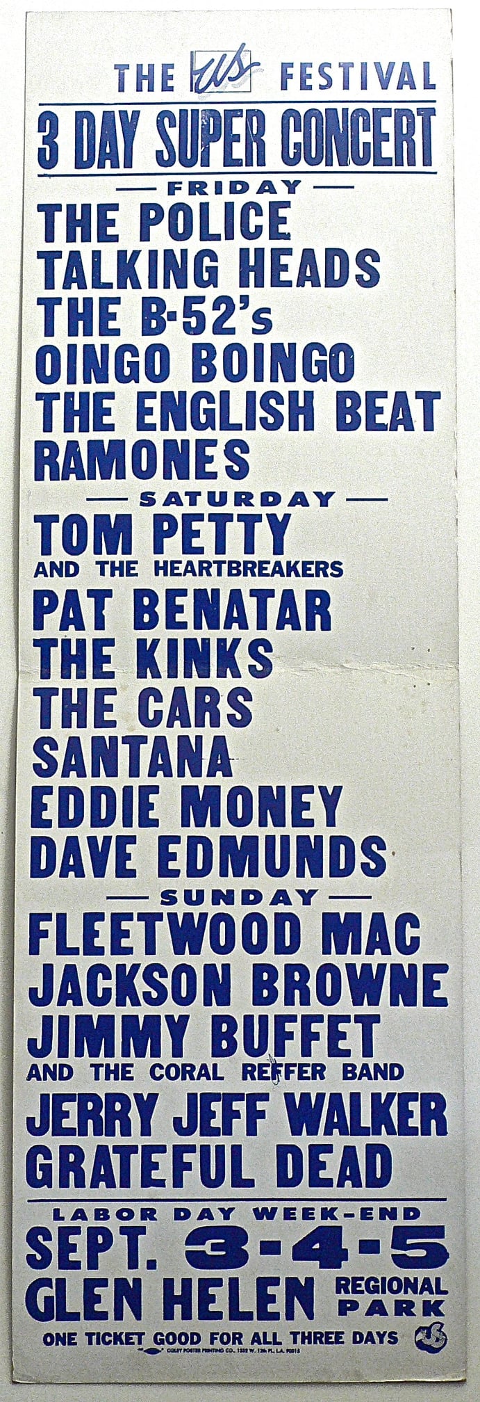 1982 The US Festival ヴィンテージ 1982 US Festival Concert Shirt
