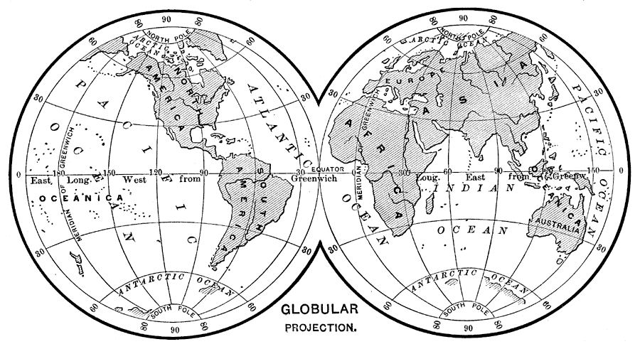 Eurasian - 🌍🗺️ Globular Projection of the Earth (1890) This 1890 ...