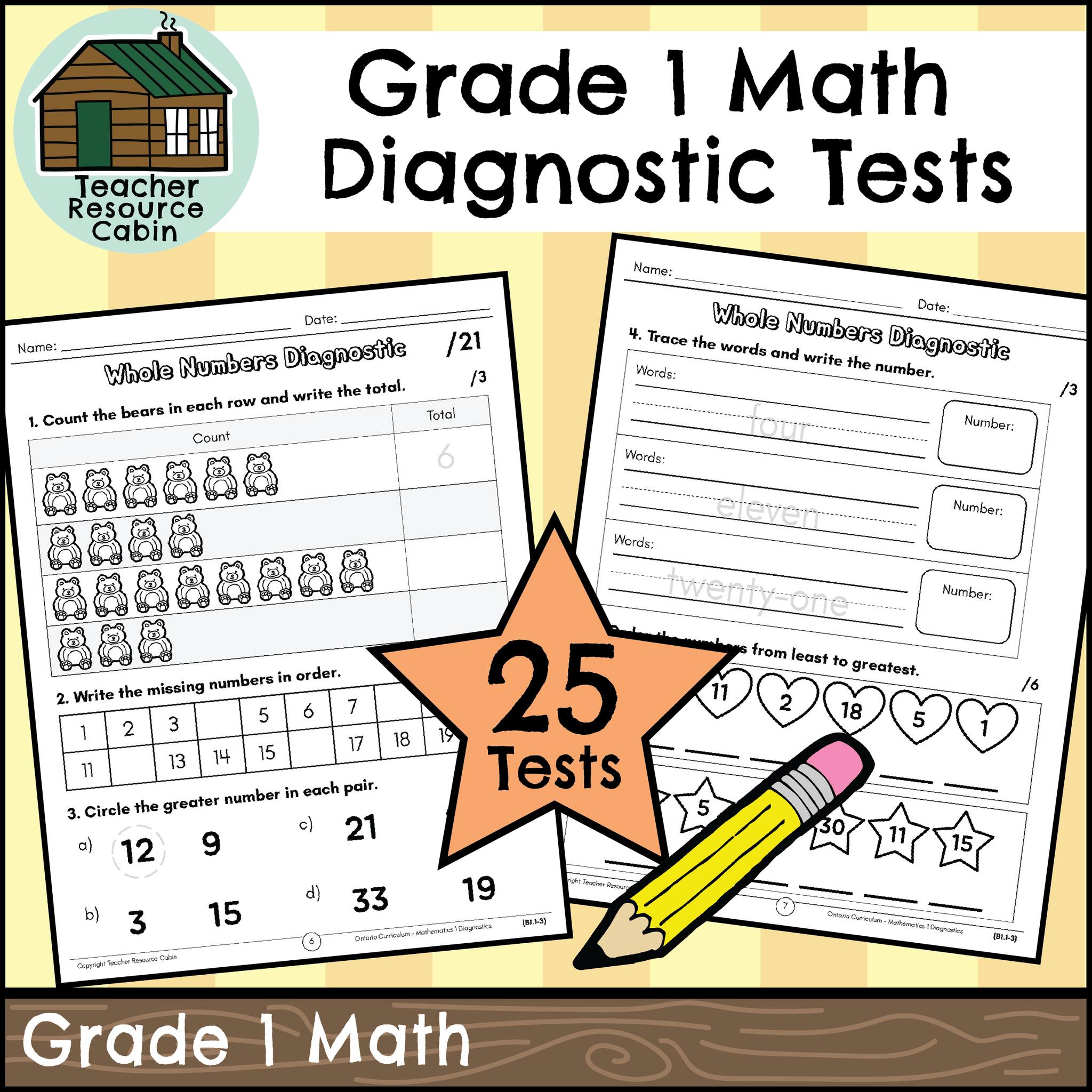 TpT Resources for Canadian Teachers | Grade 1 Math Diagnostic Tests 📋 ...