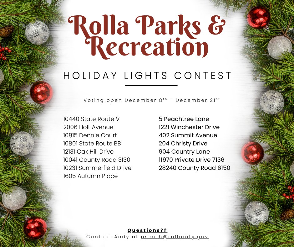 Rolla - 🎄 Holiday Lights Contest 🎄 Grab some hot cocoa, pile in the car ...
