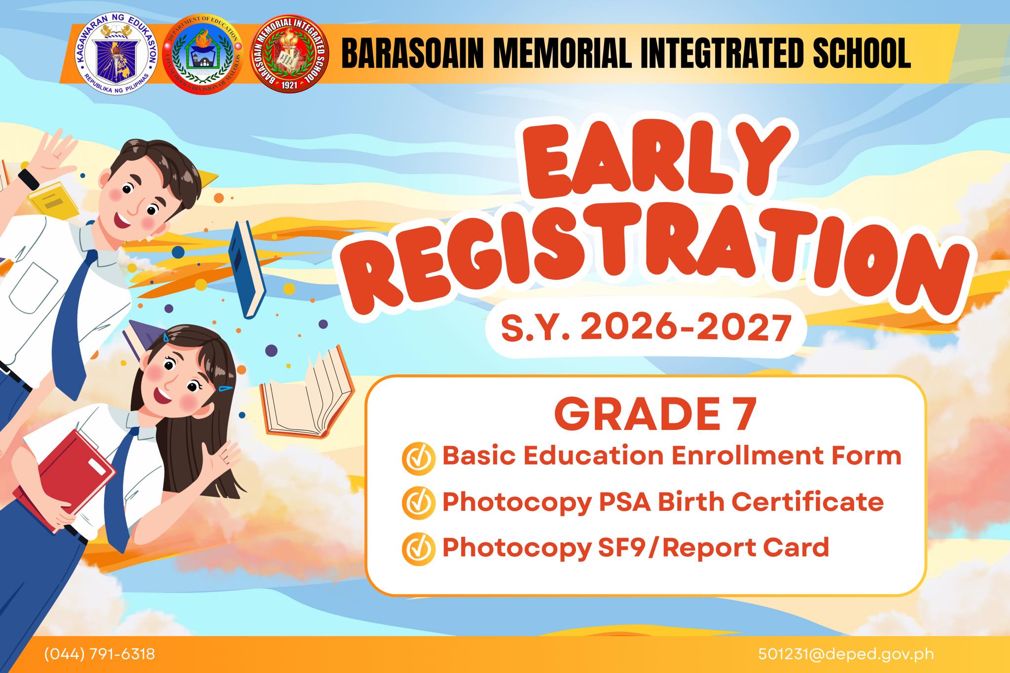 Barasoain - 📣 EARLY REGISTRATION FOR INCOMING GRADE 7 School Year 2026 ...