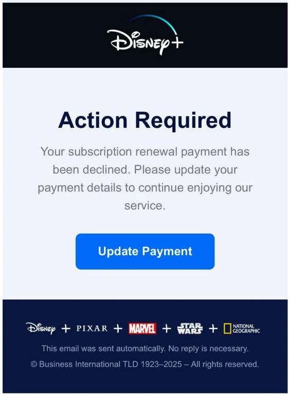 Lancashire - ⚠Which? warn of fake Disney+ email ⚠ A dodgy email ...