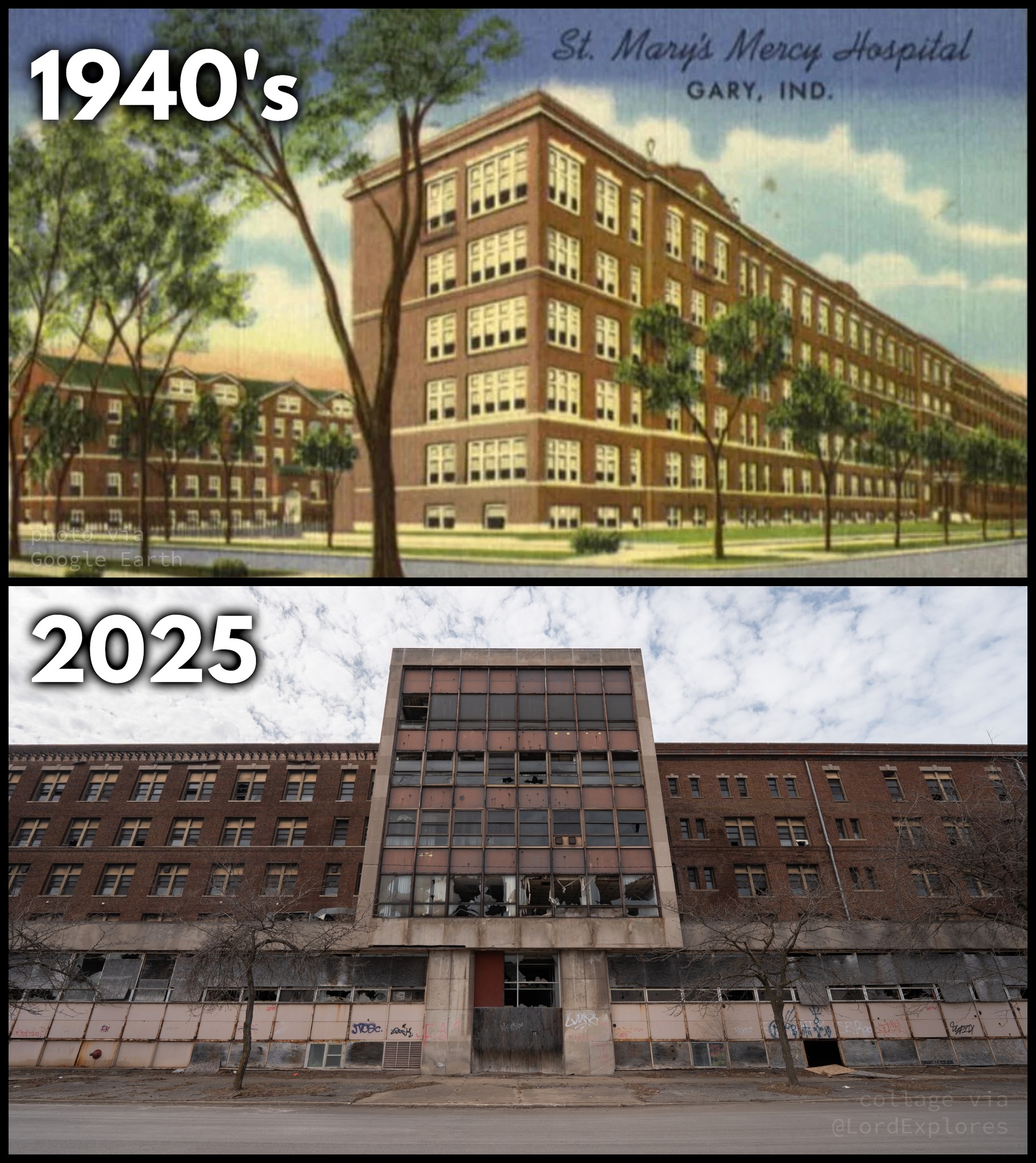 Abandoned St Mary's Mercy Hospital in Gary, IN