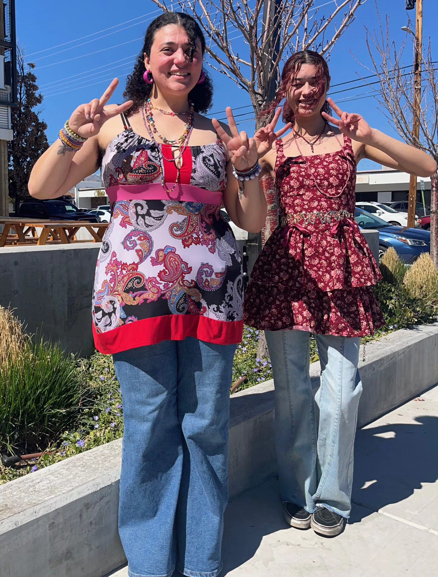 2000s dresses over jeans The early called... apparently are back ✨️ . . . #junkeereno #y2k #junkeeclothingexchange #y2kfashion #thrifting occasion:going out Ophelia Veil | Mantilla Style:8335BLU
