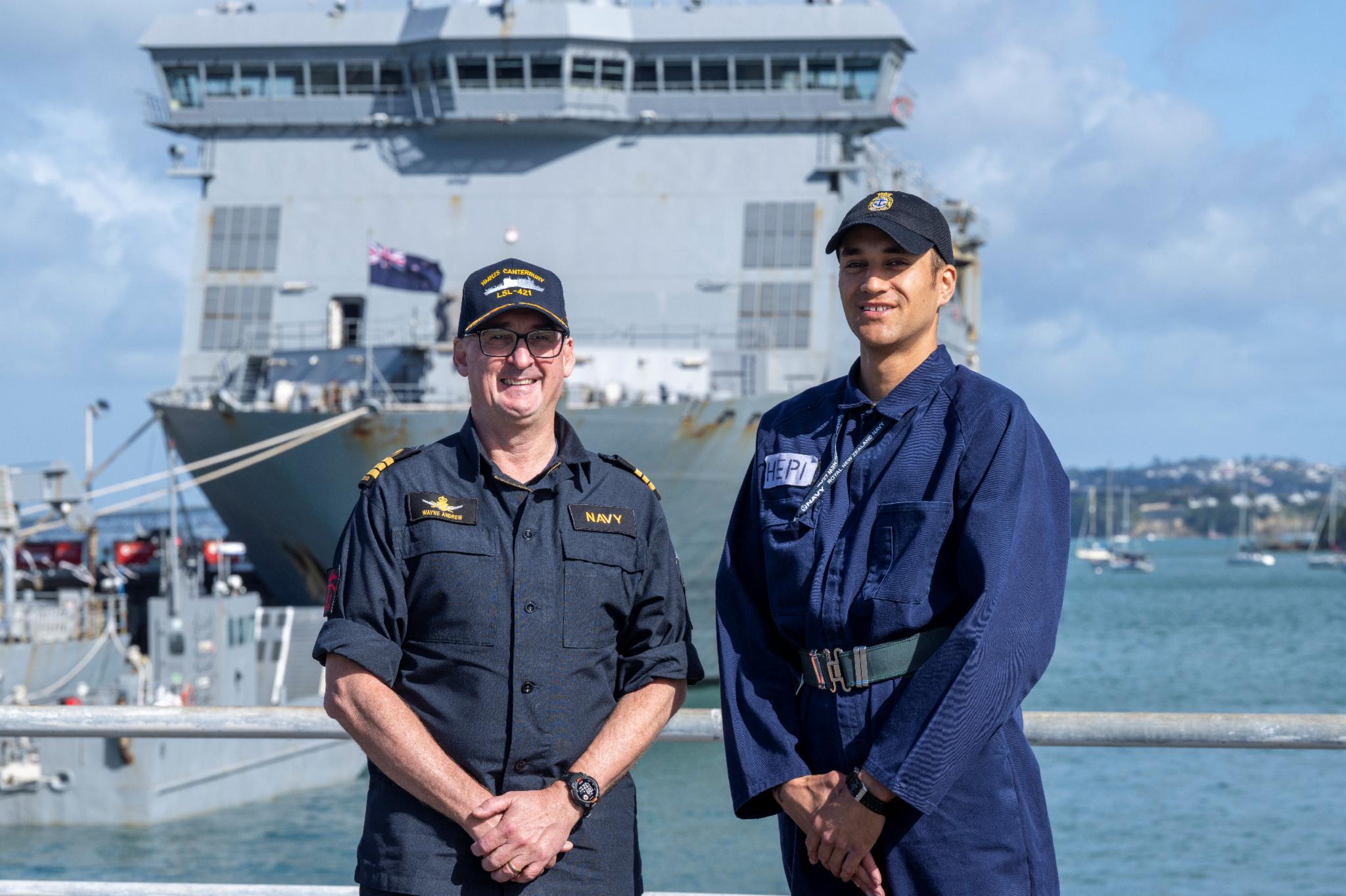 Ministry - Liam pictured on the ship alongside Commander Wayne Andrew ...