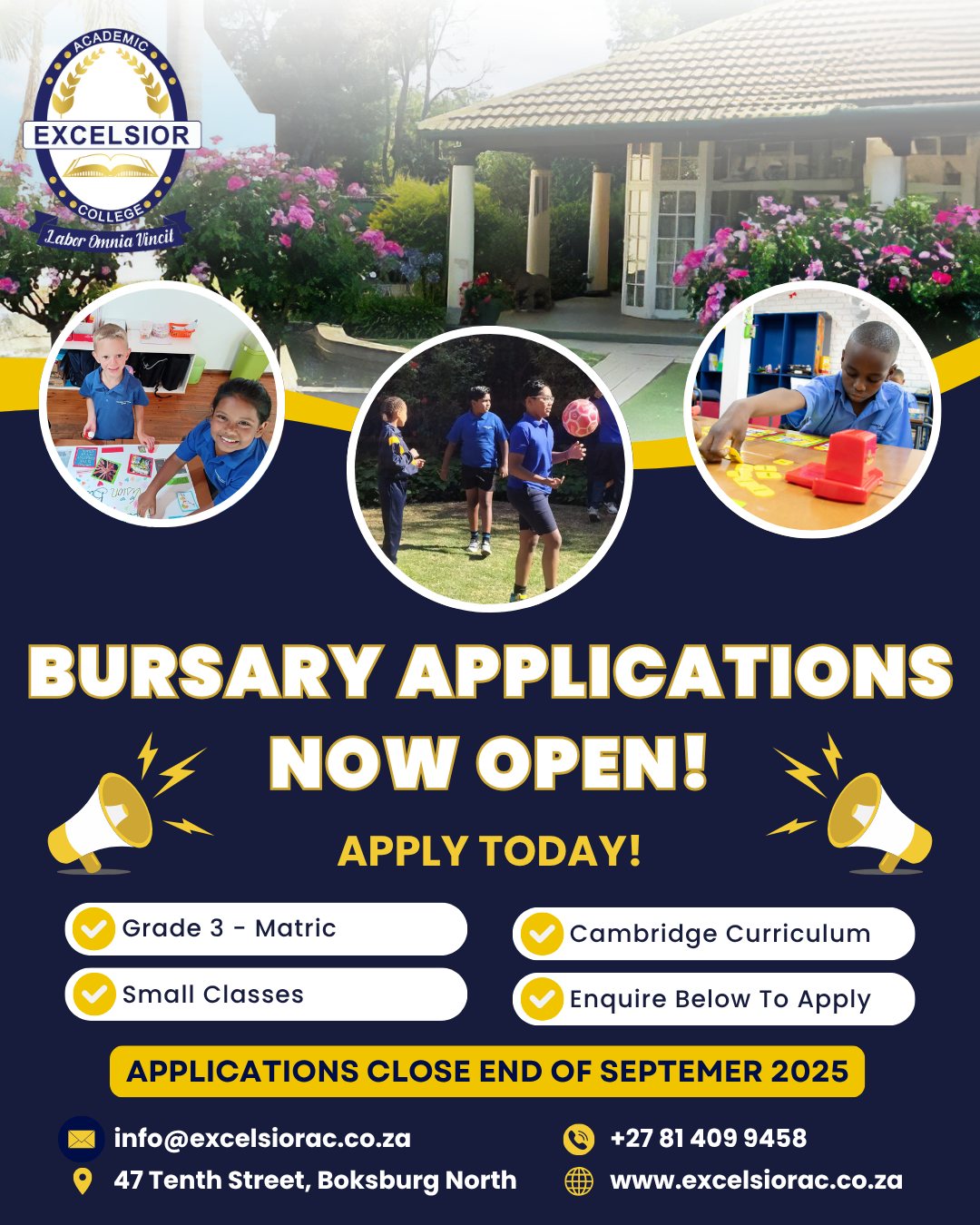 Excelsior - We are pleased to announce that bursary applications for ...