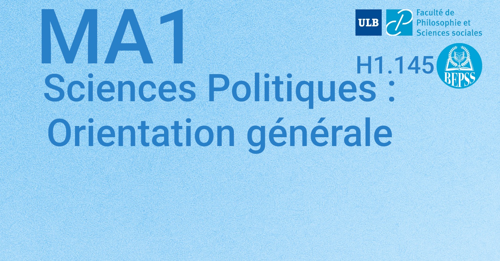 ULB MA1 Sciences Politiques : orientation générale 2025-2026
