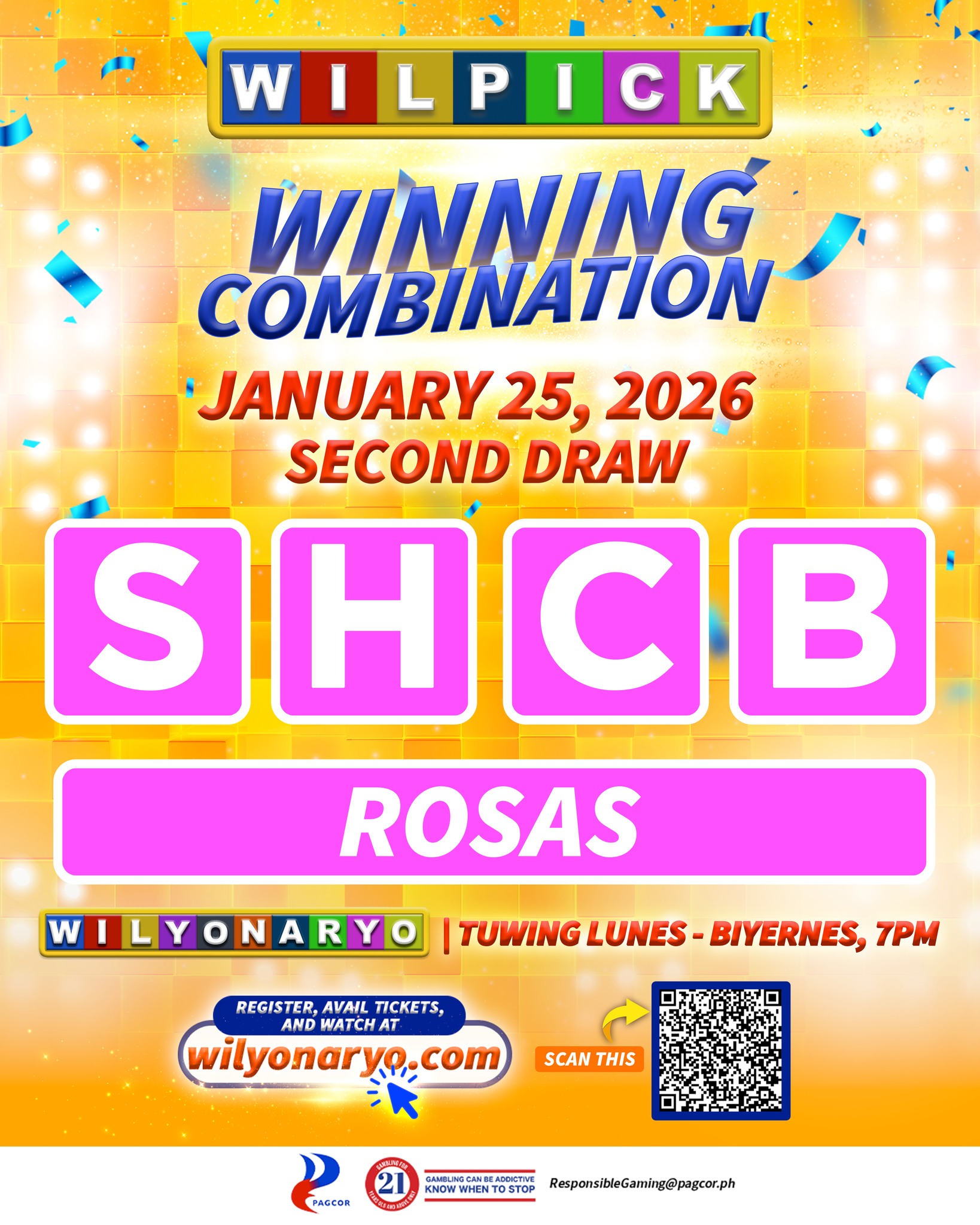 Wilyonaryo - S-H-C-B-ROSAS Ito ang winning combination sa SECOND DRAW ...