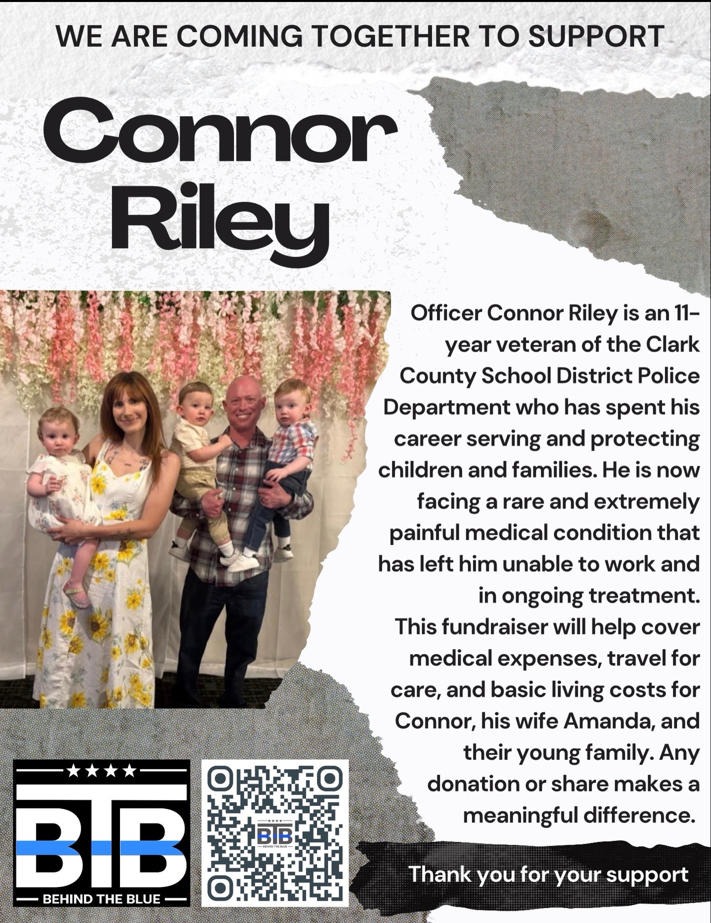 Behind - We are coming together to support Officer Connor Riley, an 11 ...