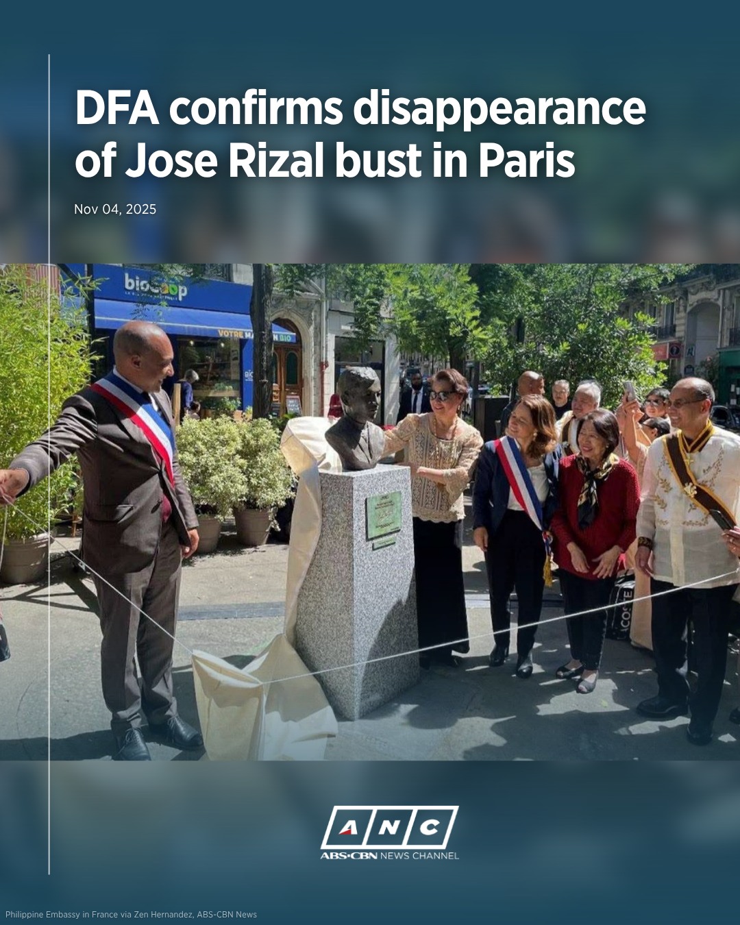 ABS-CBN - Dr. Jose Rizal's bust in Paris, France, has gone missing, the ...