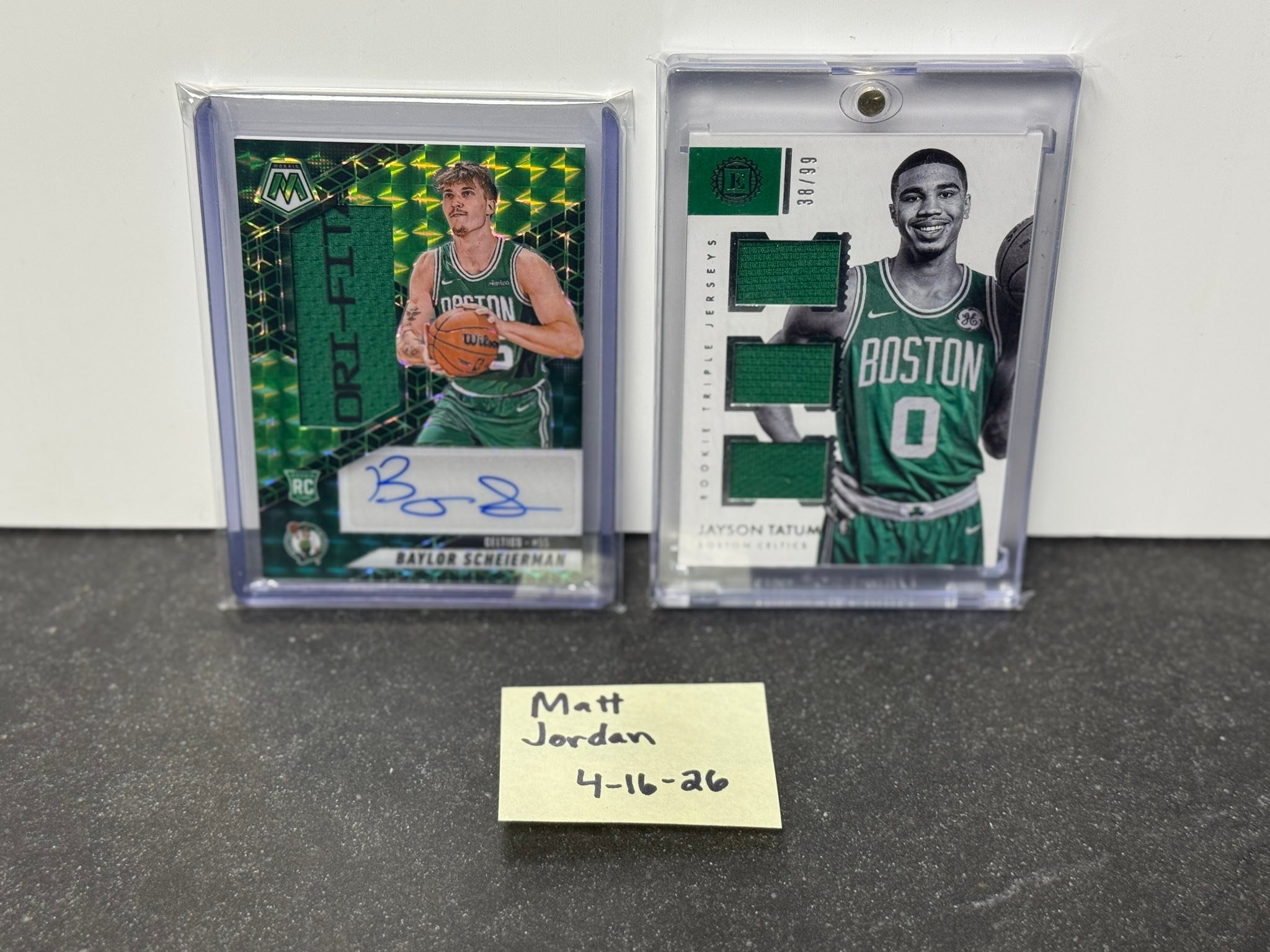NBA trading cards for sale: Baylor Scheierman and Jayson Tatum