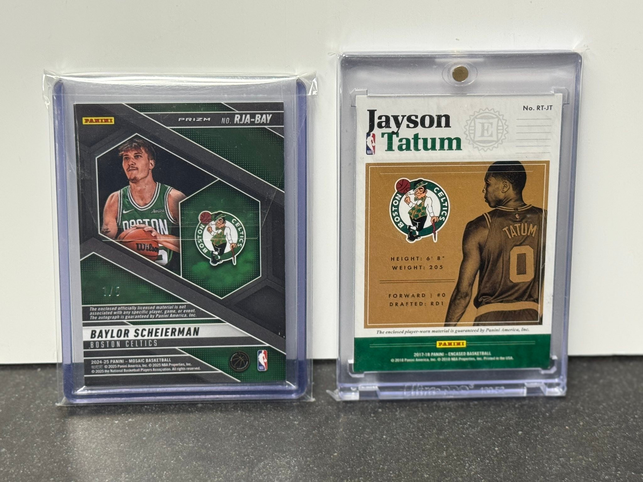 NBA trading cards for sale: Baylor Scheierman and Jayson Tatum