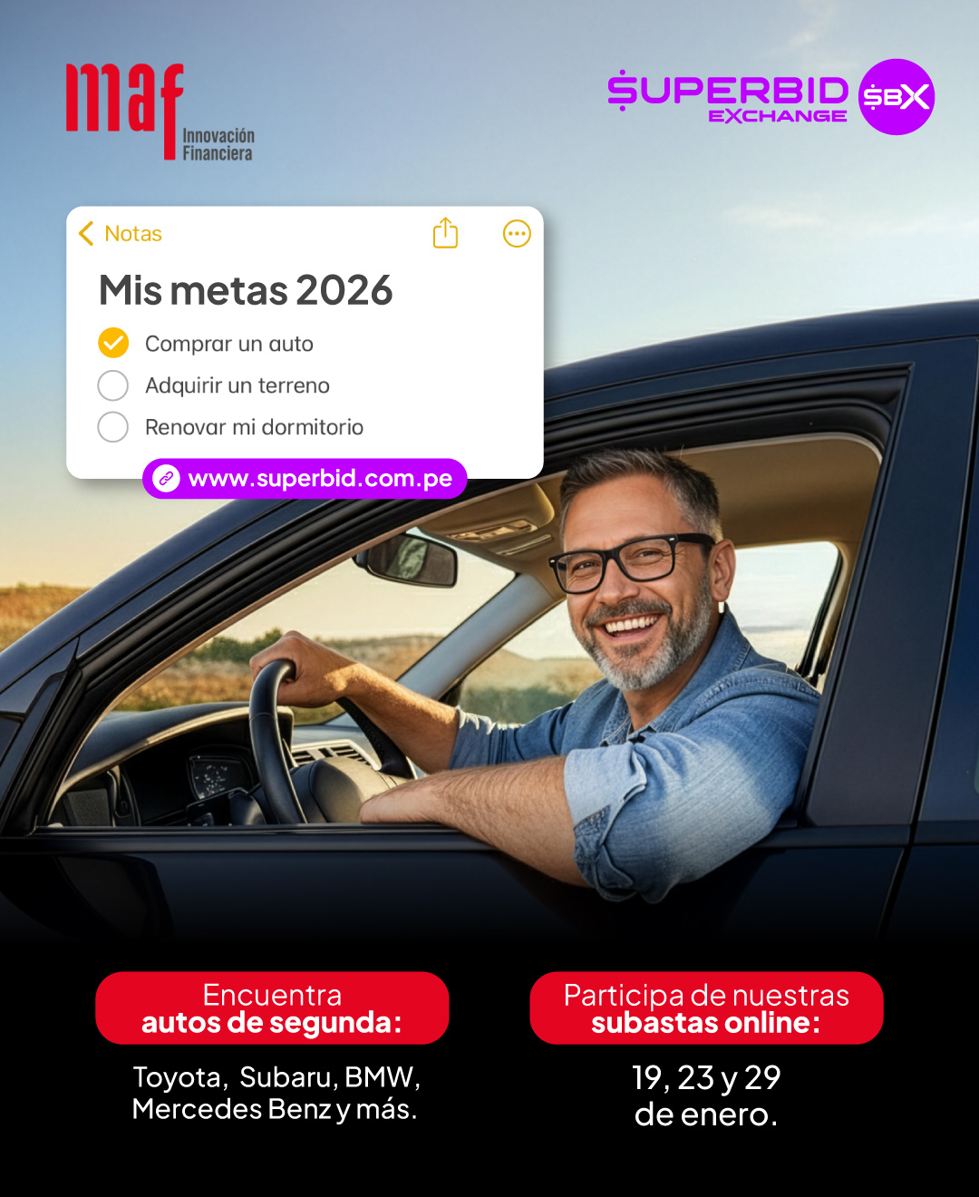 Superbid - 🚨Empieza el 2026 comprando tu auto en las subastas de MAF. 📅 ...