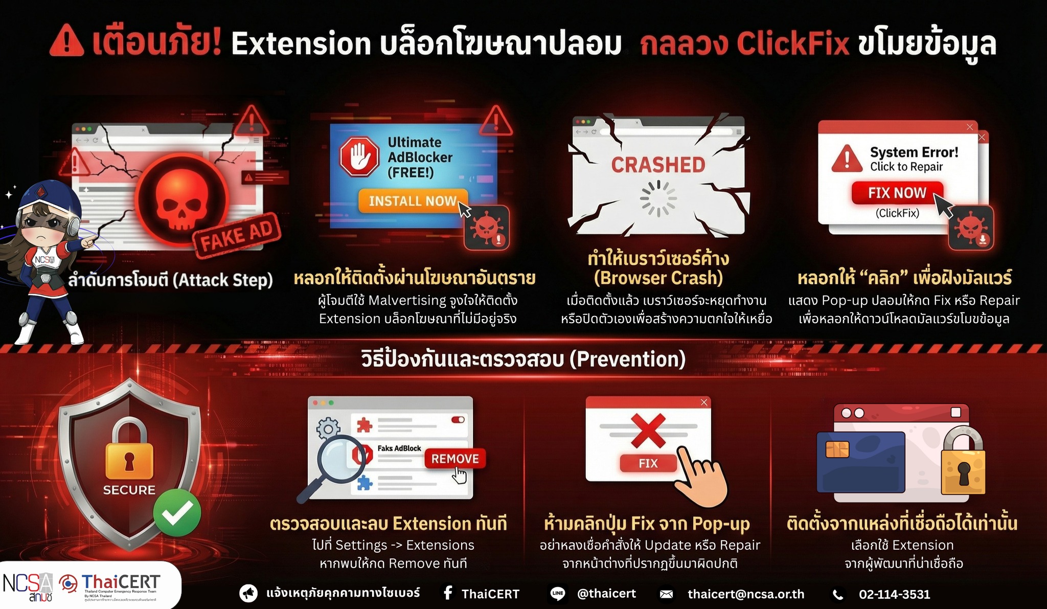 ThaiCERT - 🚨 เตือนภัย Extension บล็อกโฆษณาปลอม ทำให้เบราว์เซอร์ค้าง ...