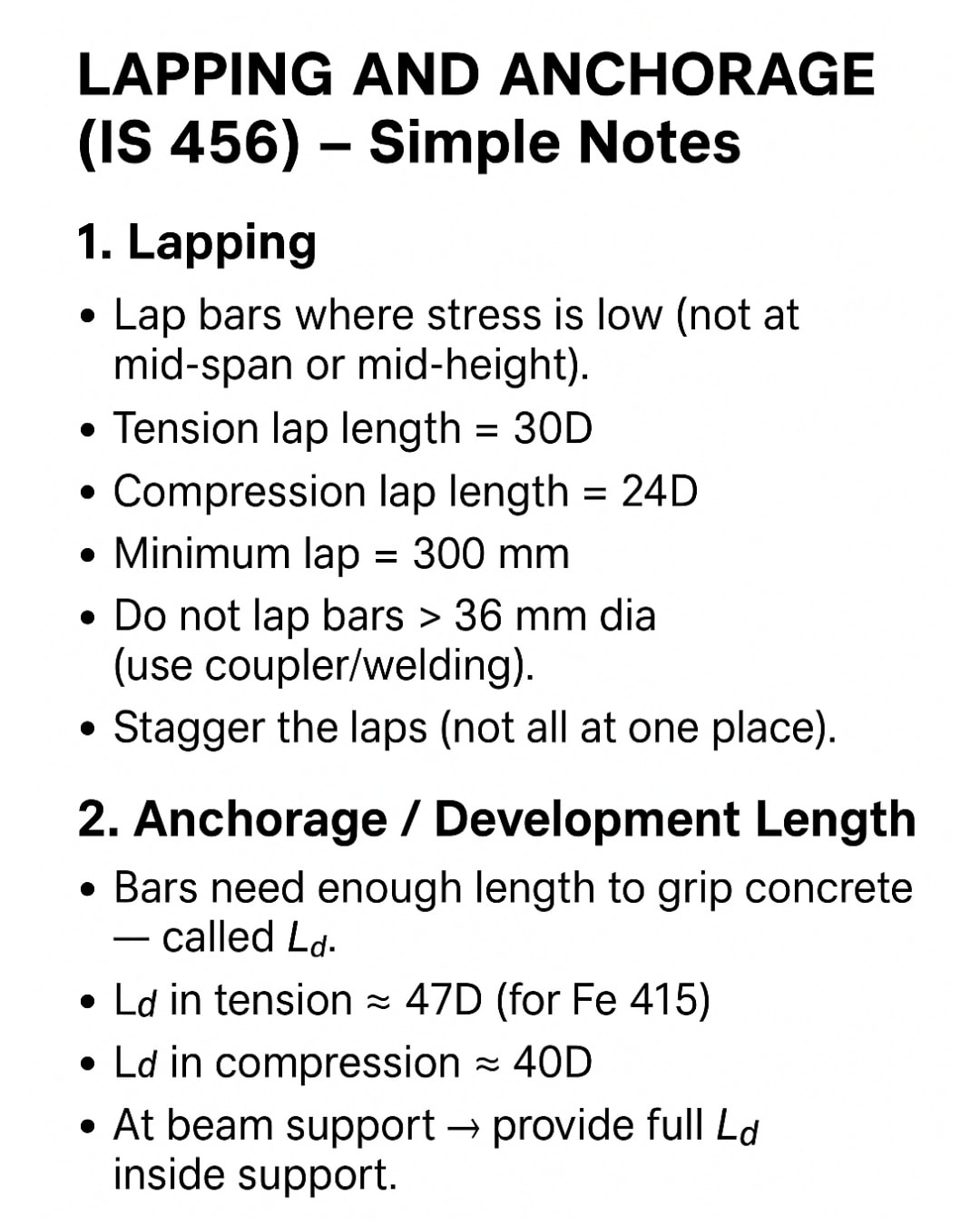नवगृह डेवलपर - Lapping & Anchorage Rules (IS 456) – Made... | Facebook