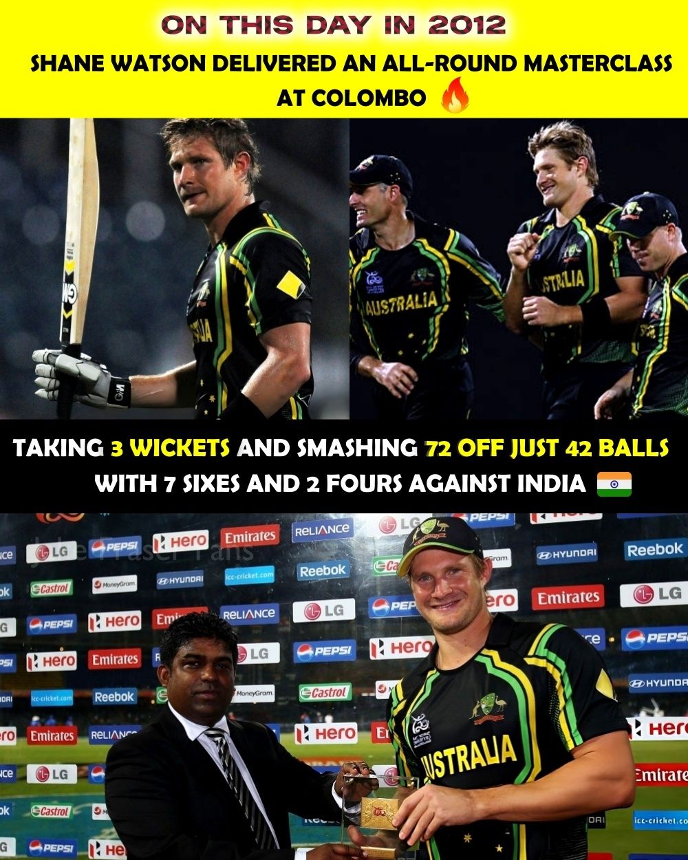 Jake - On This Day in 2012 🔥 Shane Watson produced one of his all-time ...