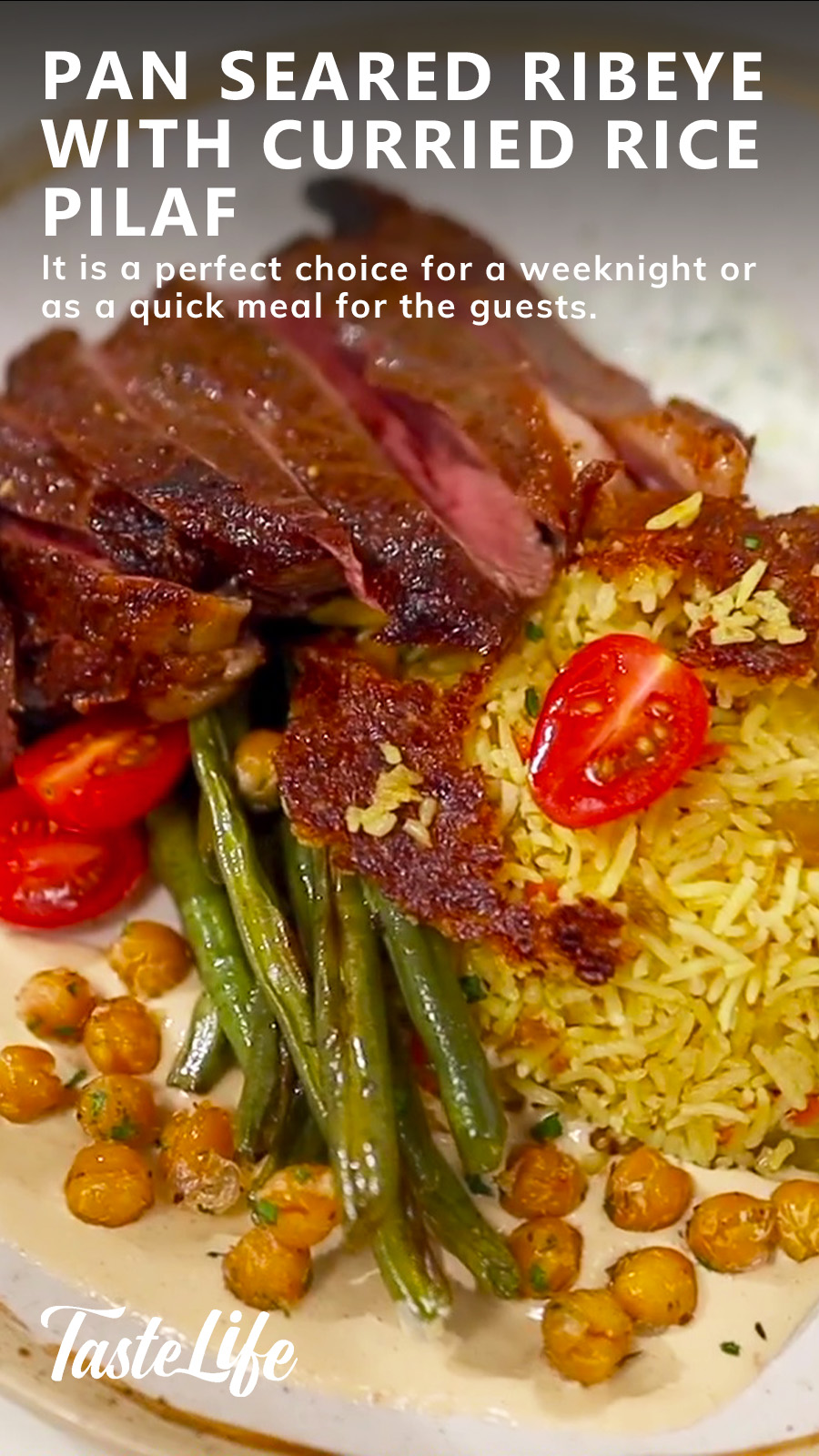 Taste - Pan Seared Ribeye with Curried Rice Pilaf👉 https://tinyurl.com ...