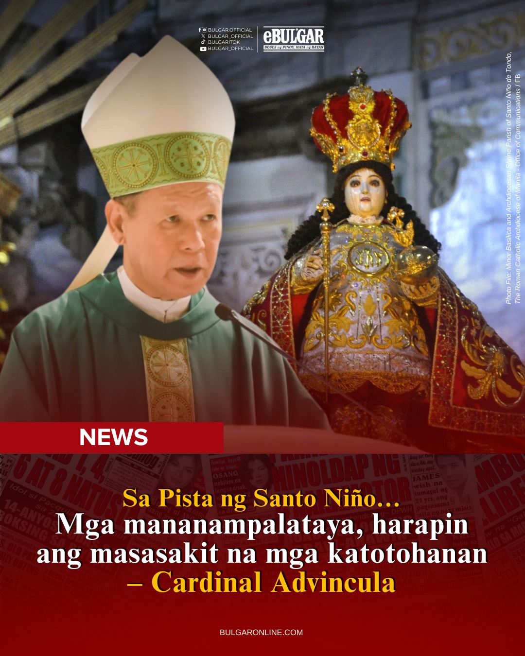 BULGAR - Hinamon ni Manila Archbishop Jose Cardinal Advincula ang mga ...