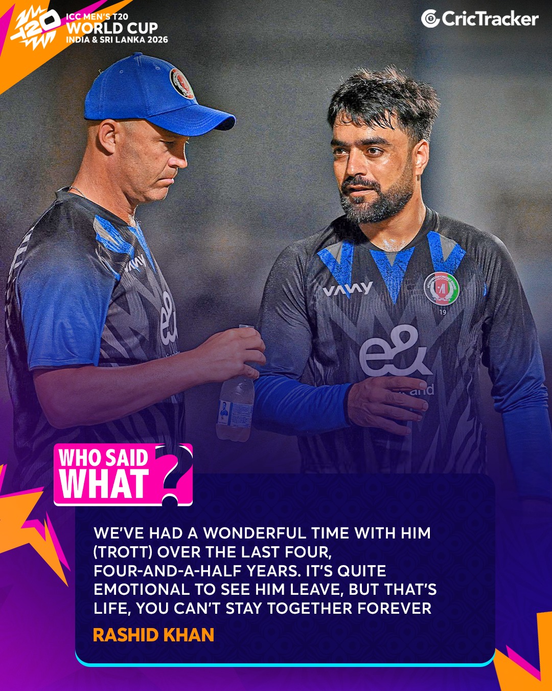 CricTracker - Rashid Khan shares emotional farewell words for coach ...