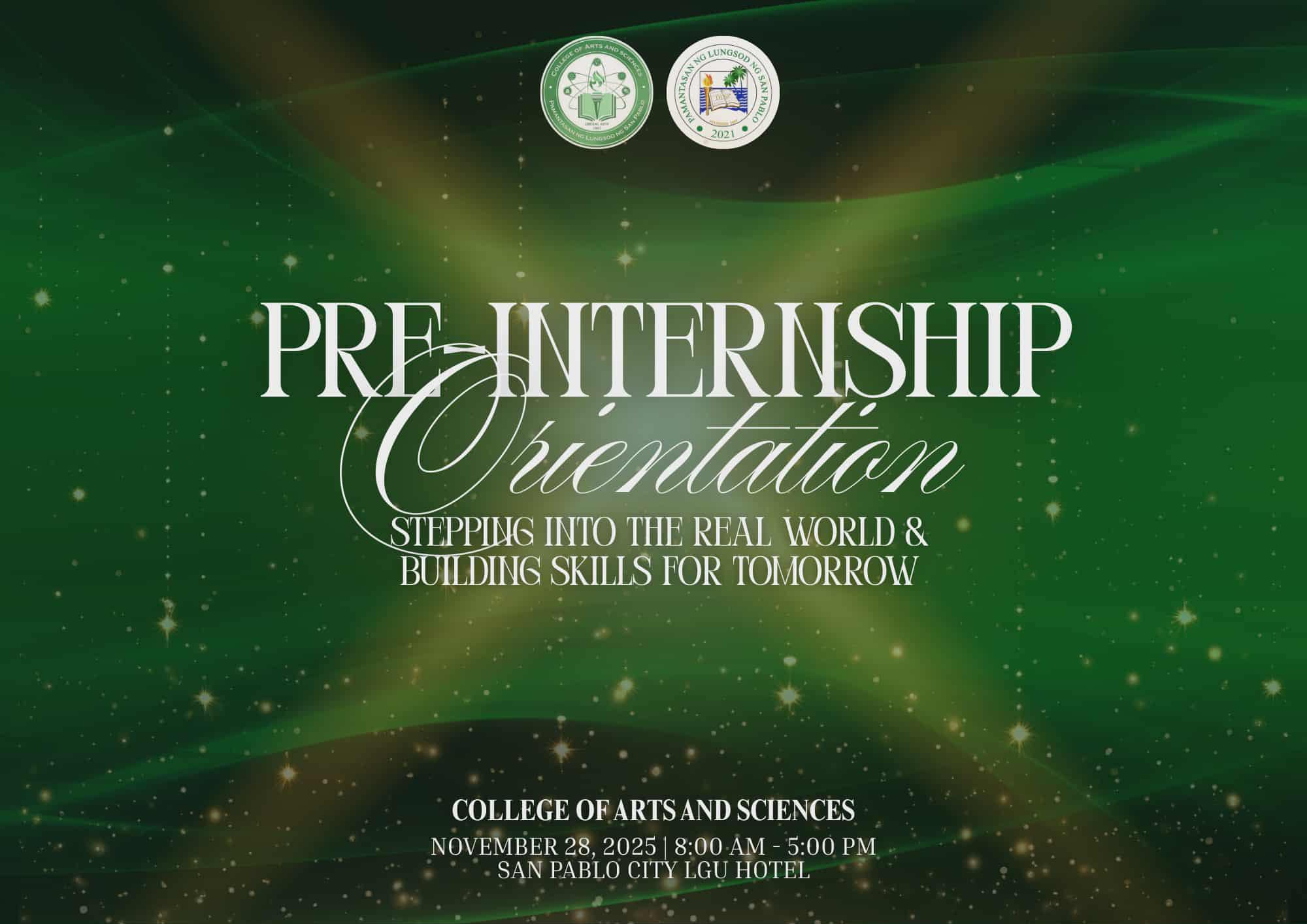 🎓 Pre-Internship... - CAS PLSP College of Arts and Sciences | Facebook
