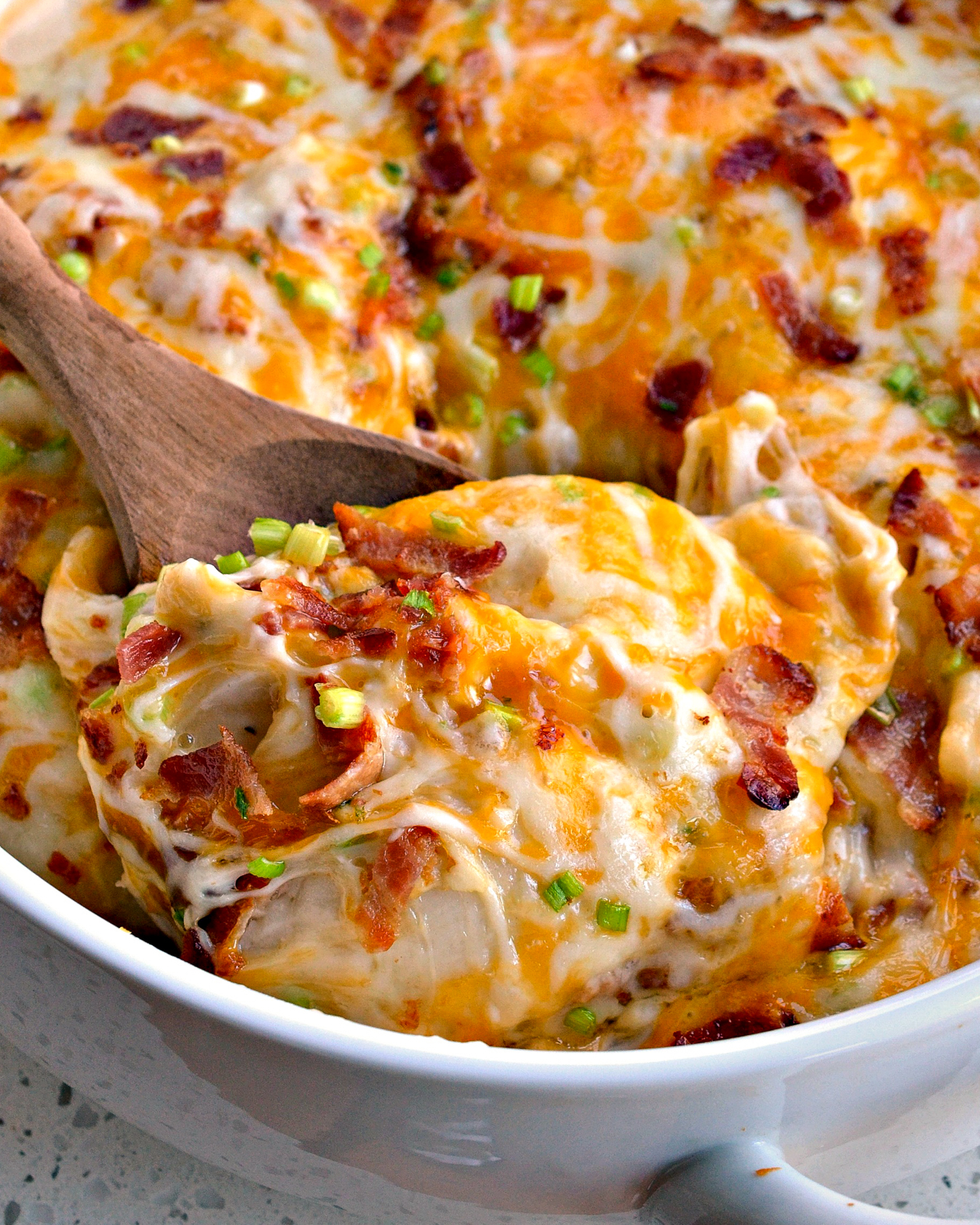 Small - This Cheesy Pierogi Casserole is layered with classic mashed
