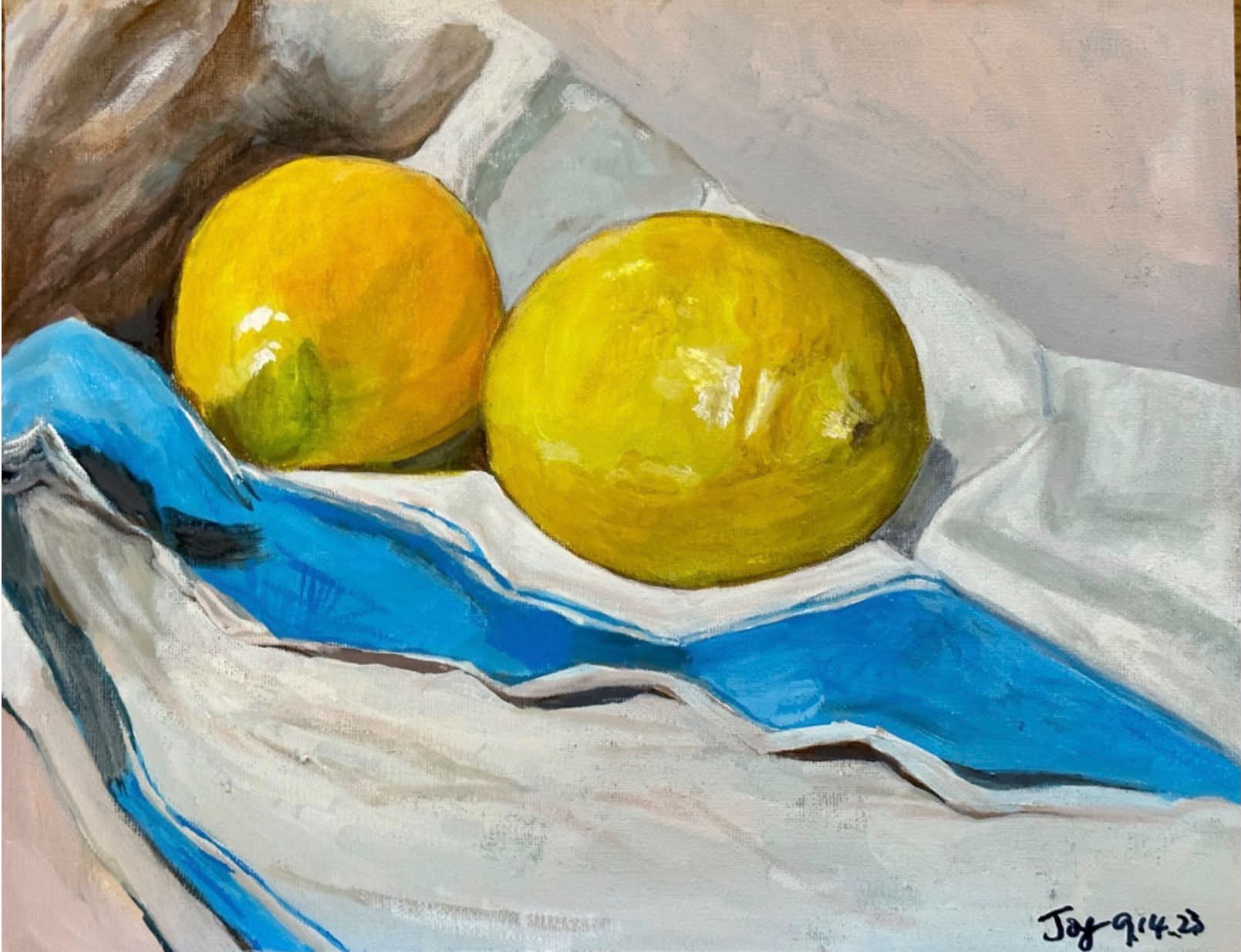 My first oil painting. 我的第一张油画《秋意浓》 从秋天一直画到夏天